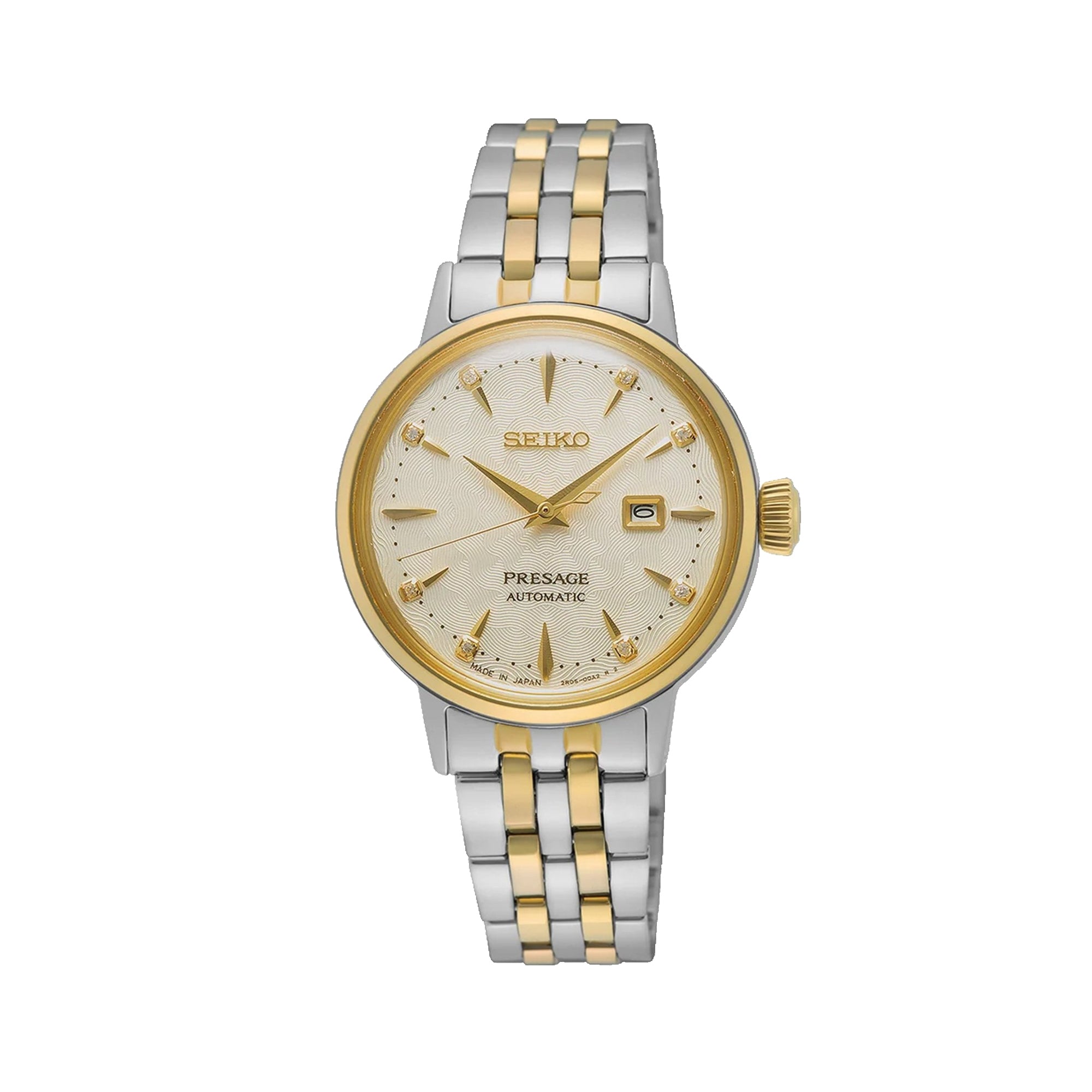 Women's Seiko Presage Cocktail Time 'White Lady' Diamond Twist Automatic Watch