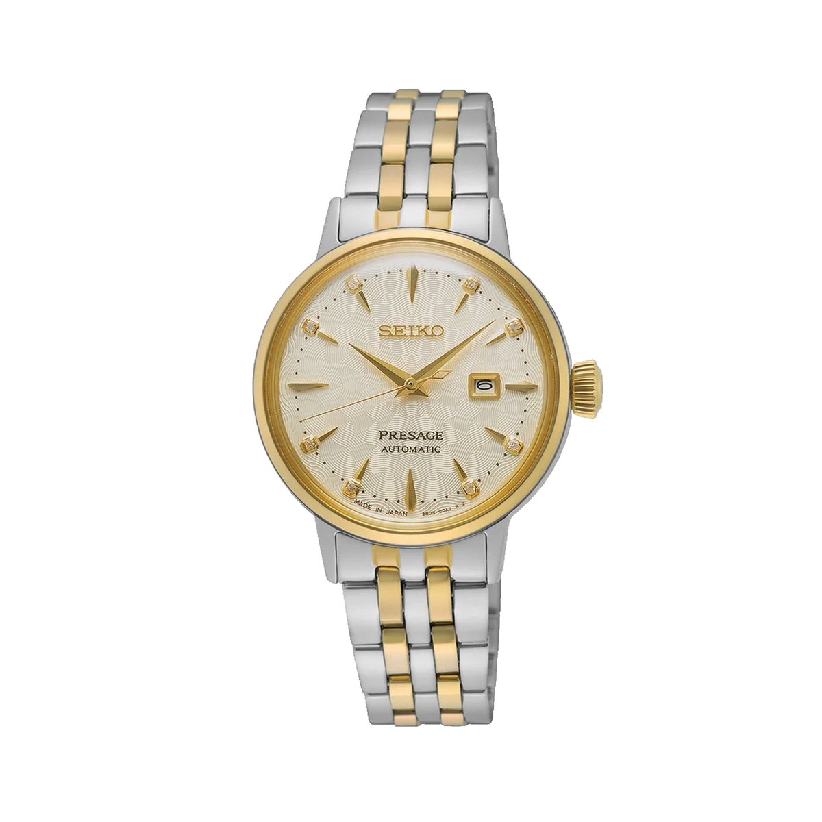 Women's Seiko Presage Cocktail Time 'White Lady' Diamond Twist Automatic Watch