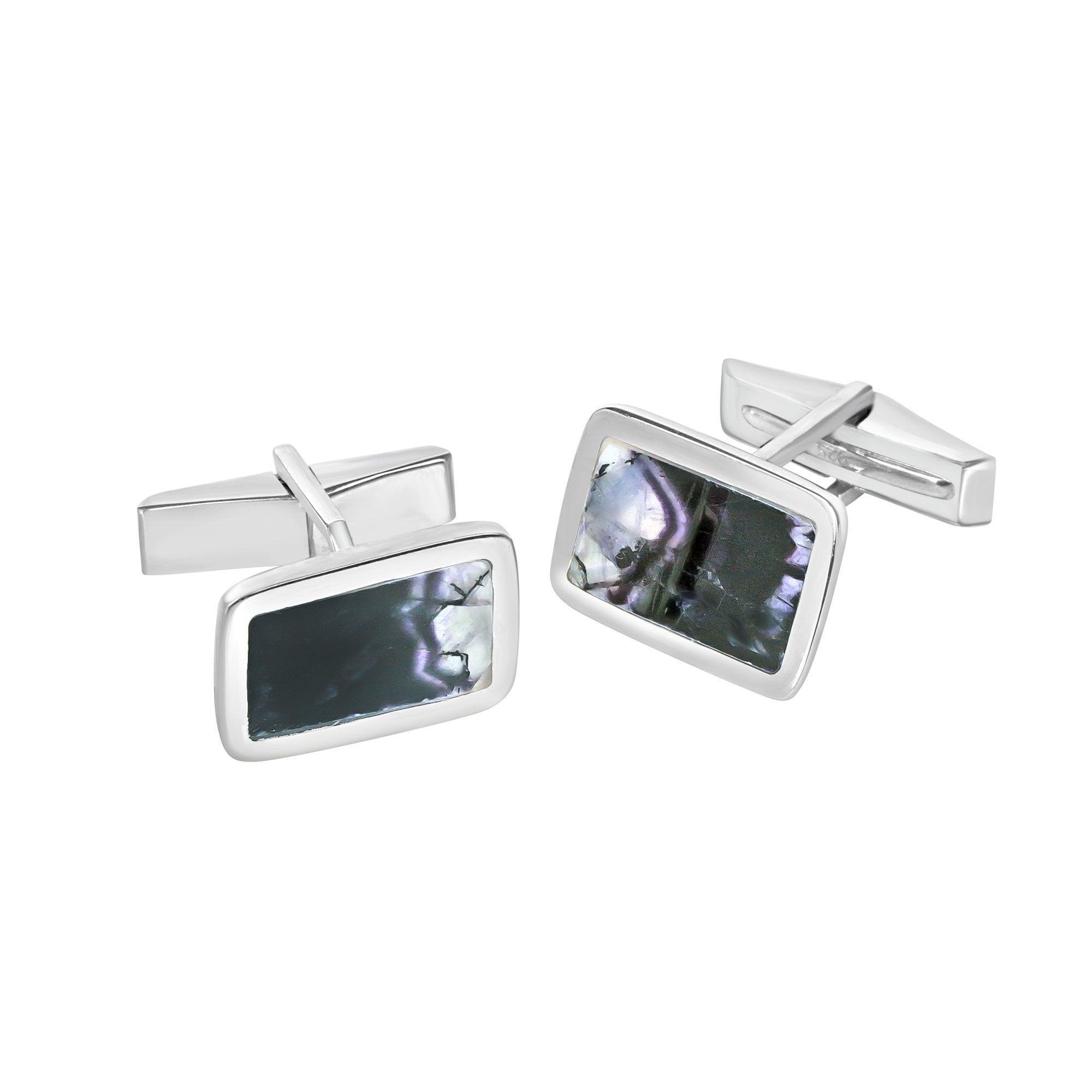 Rectangular Silver Blue John Cufflinks