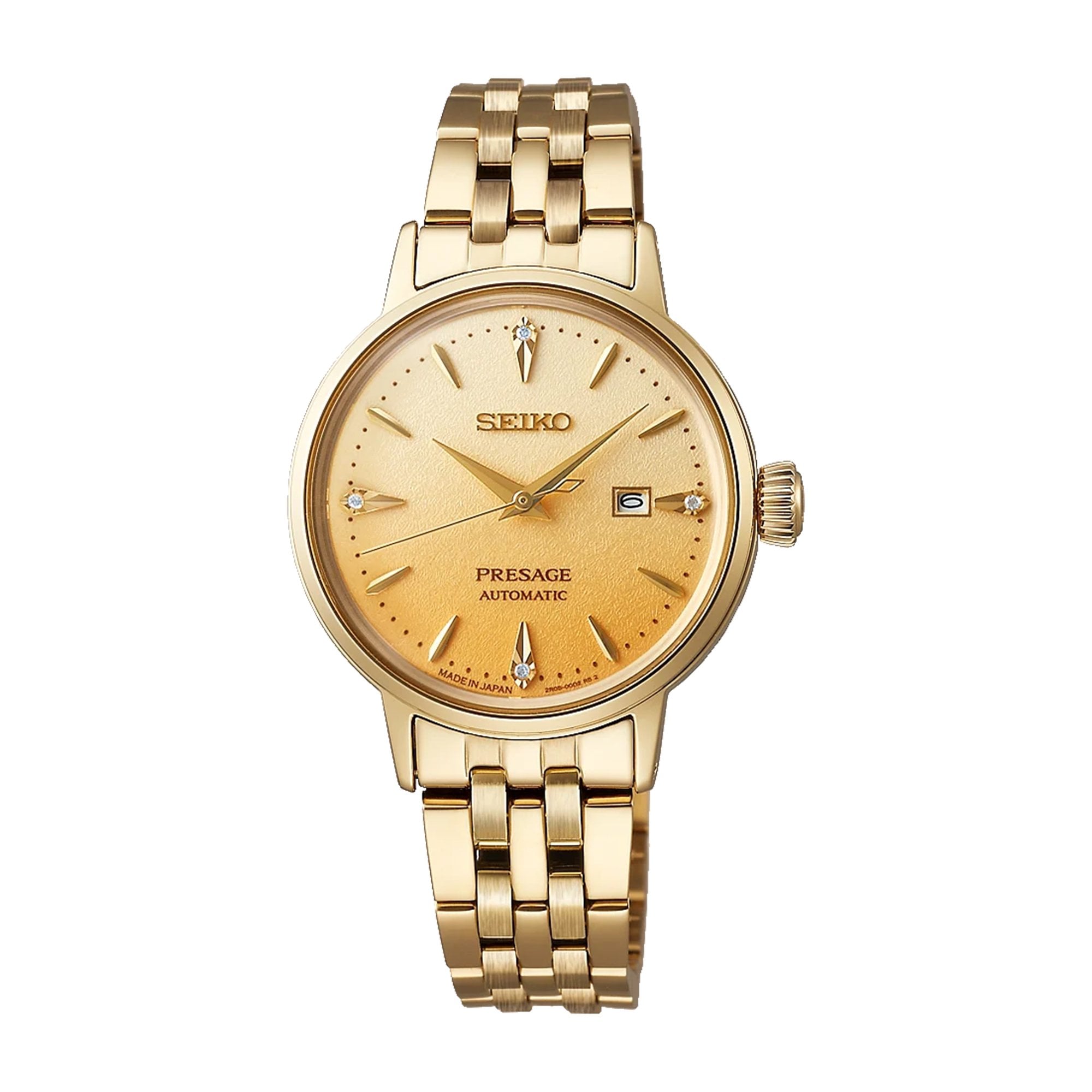 Women's Seiko Presage Cocktail Time 'Eggnog' Diamond Set Automatic Watch