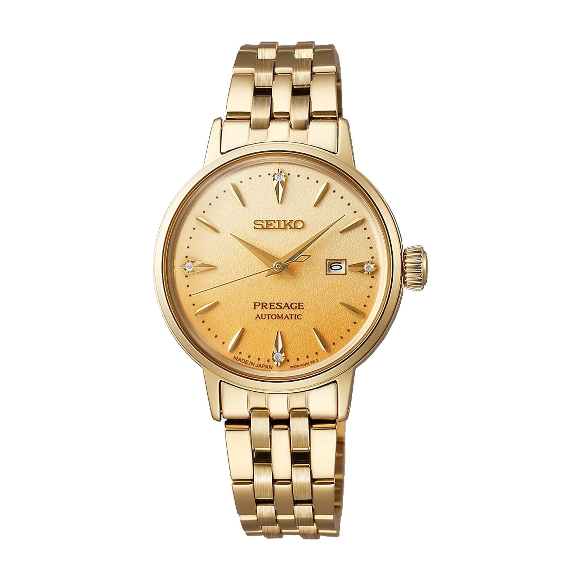 Women's Seiko Presage Cocktail Time 'Eggnog' Diamond Set Automatic Watch