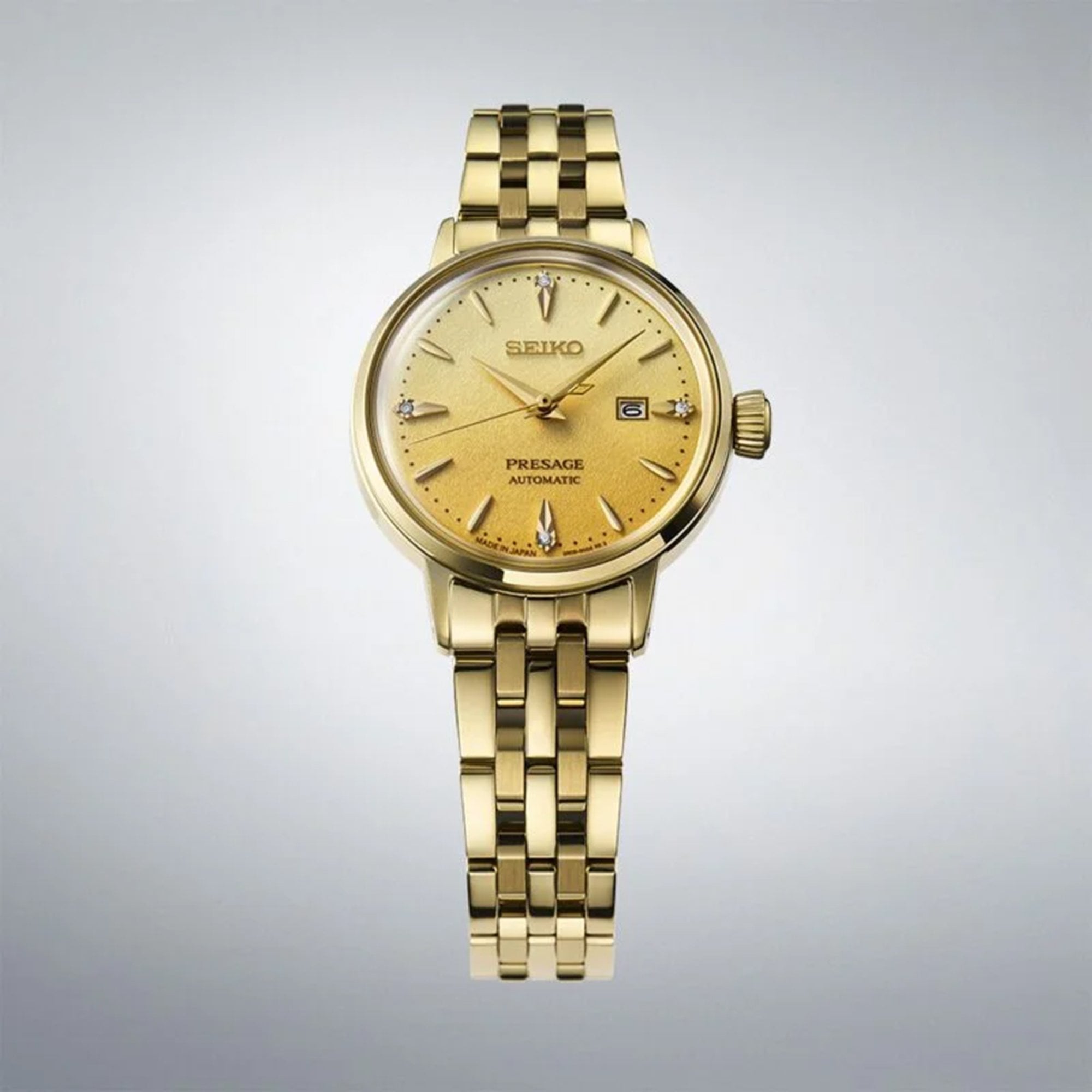 Women's Seiko Presage Cocktail Time 'Eggnog' Diamond Set Automatic Watch