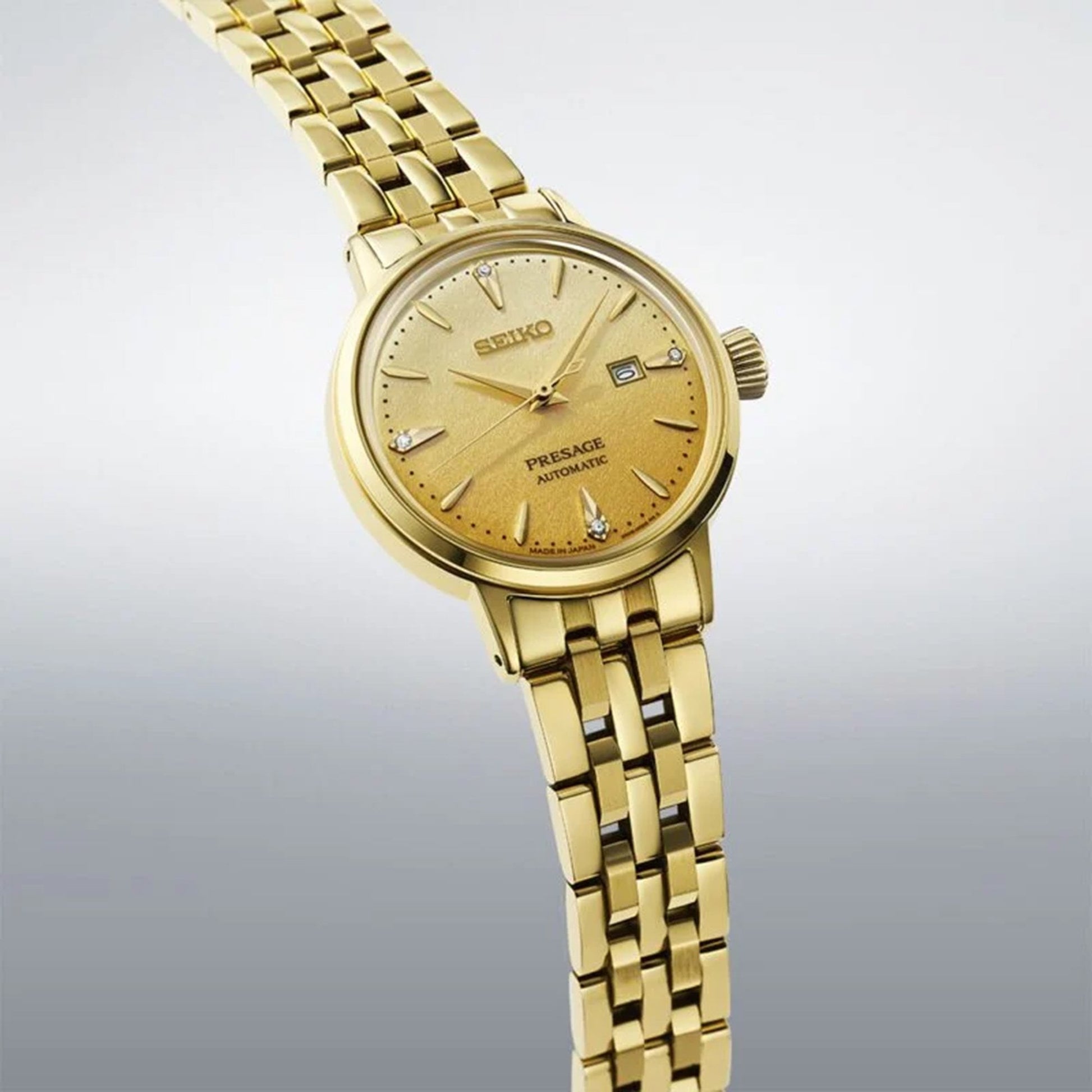 Women's Seiko Presage Cocktail Time 'Eggnog' Diamond Set Automatic Watch