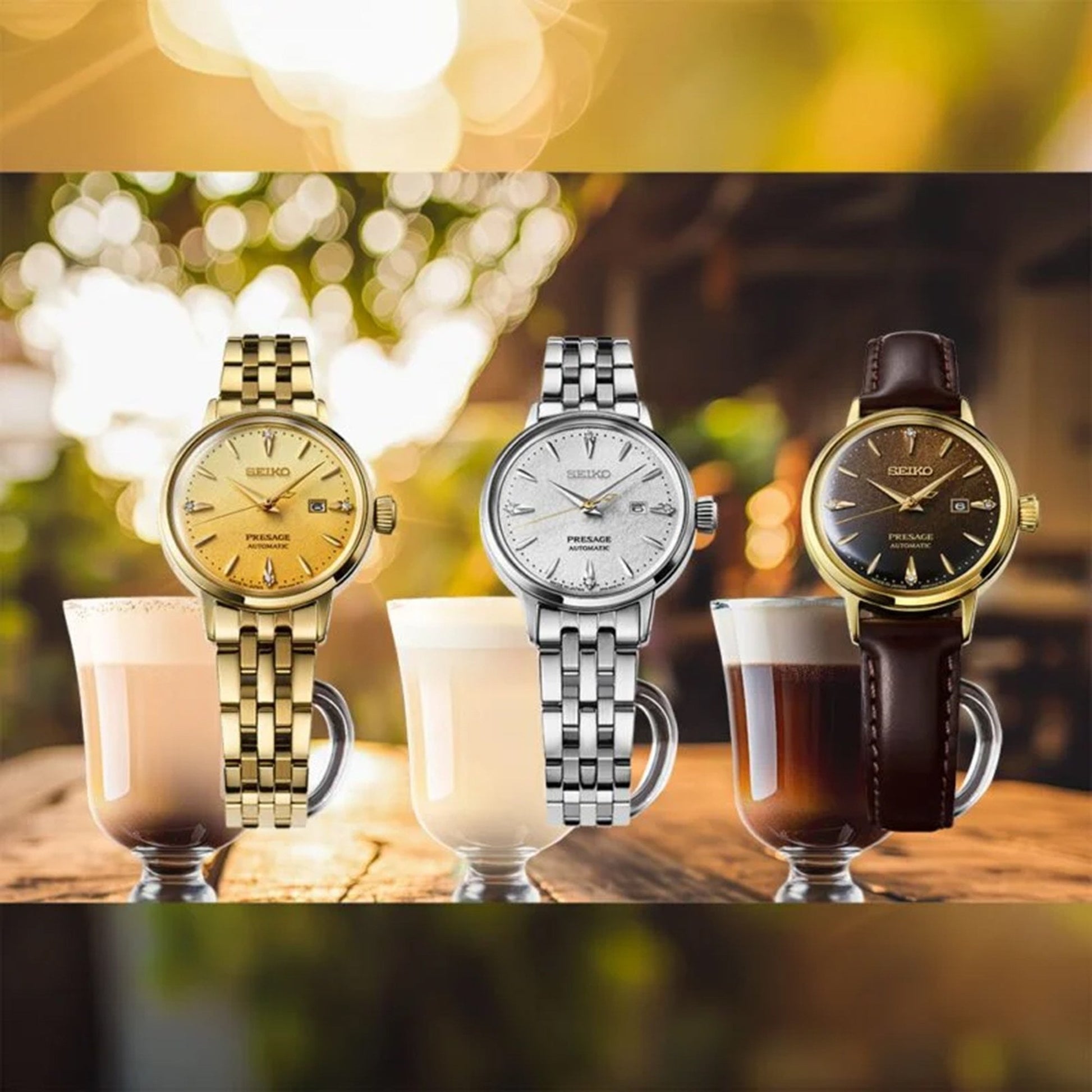 Women's Seiko Presage Cocktail Time 'Eggnog' Diamond Set Automatic Watch