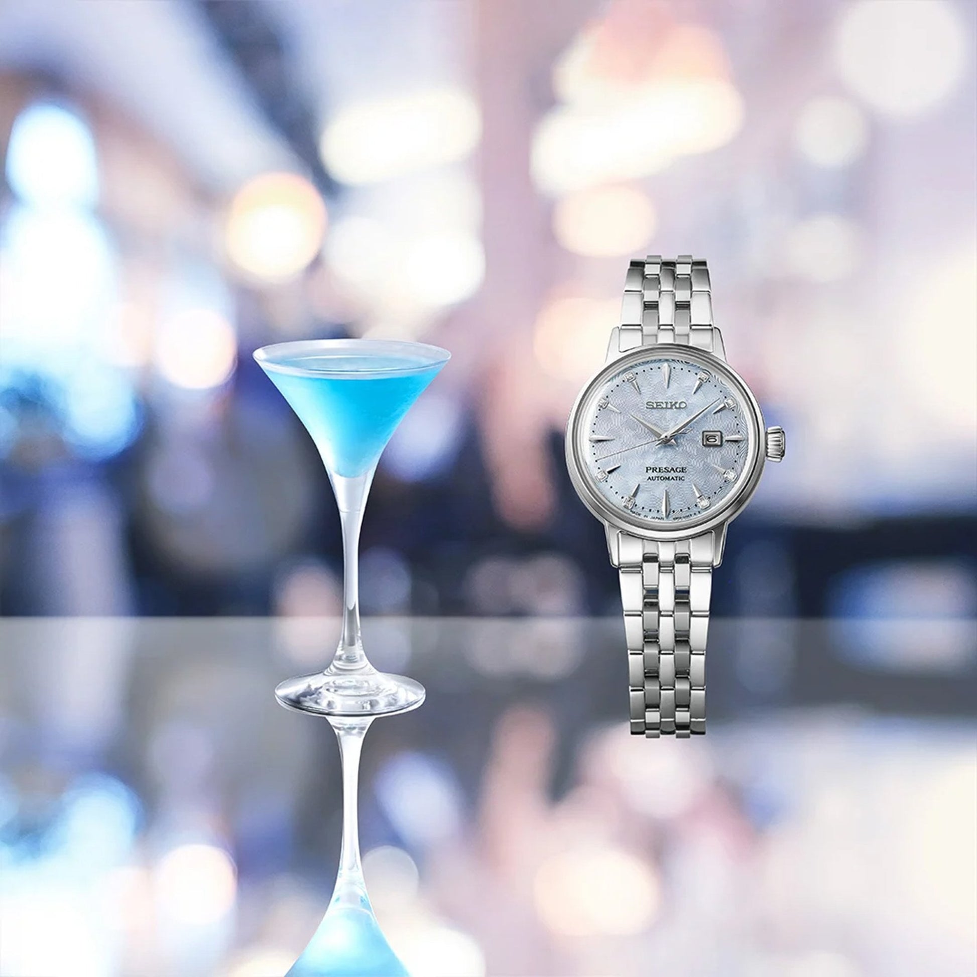 Women's Seiko Presage Cocktail Time 'Skydiving' Diamond Twist Automatic Watch