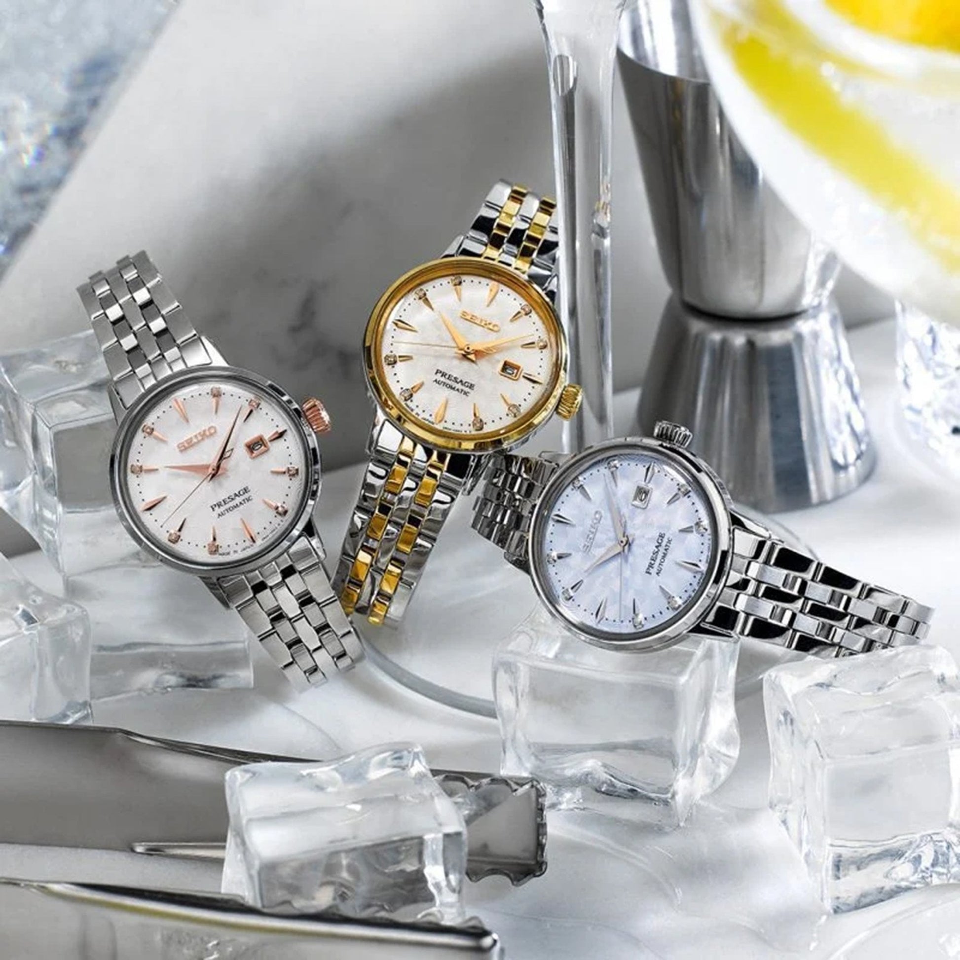 Women's Seiko Presage Cocktail Time 'Skydiving' Diamond Twist Automatic Watch