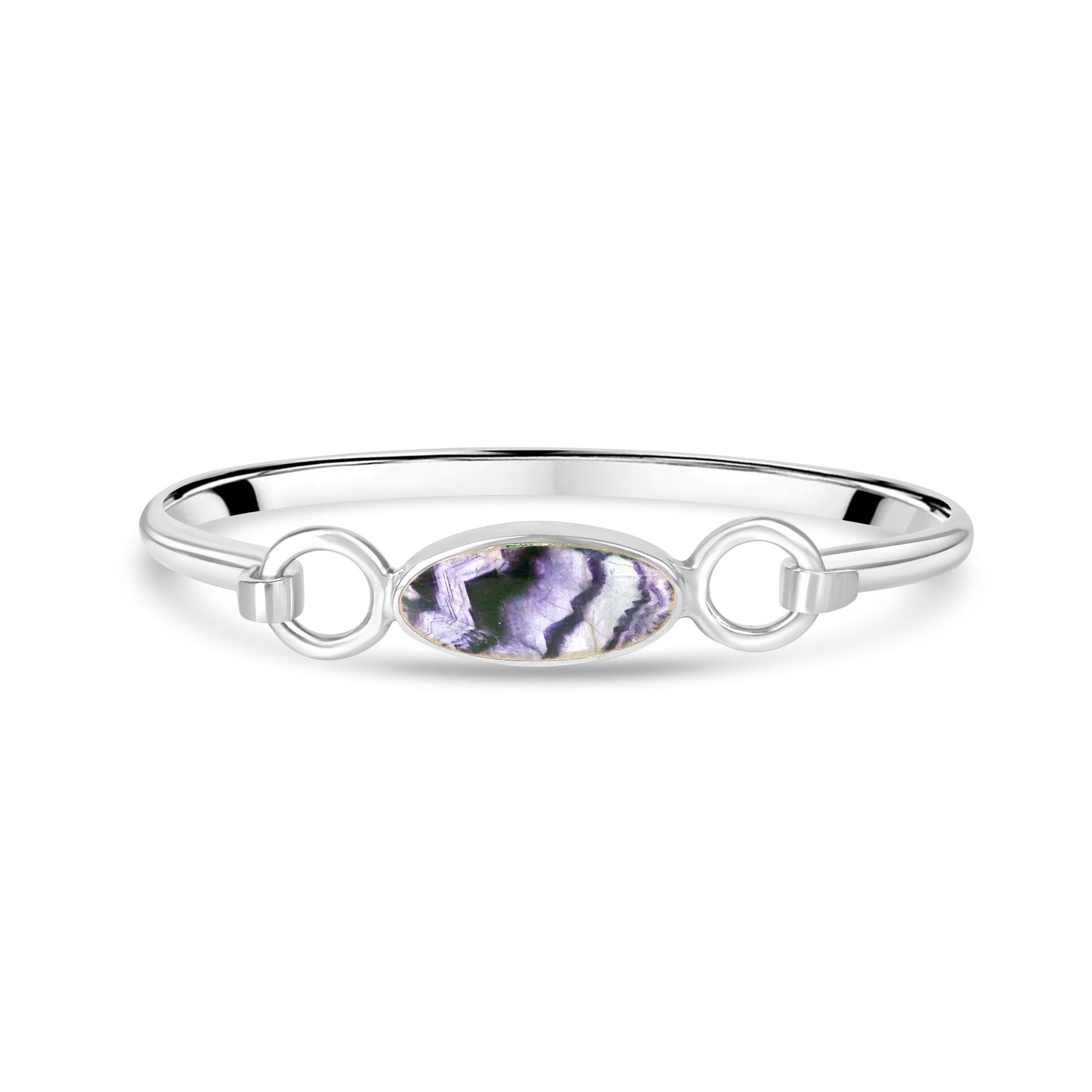 Silver Oval Flip Top Blue John Bangle
