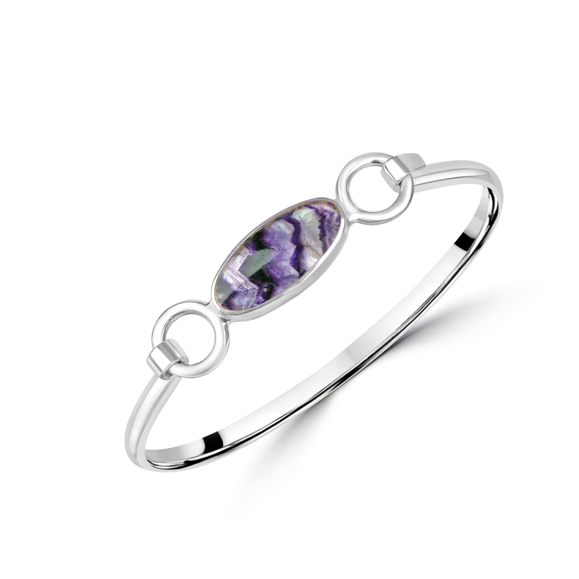 Silver Oval Flip Top Blue John Bangle