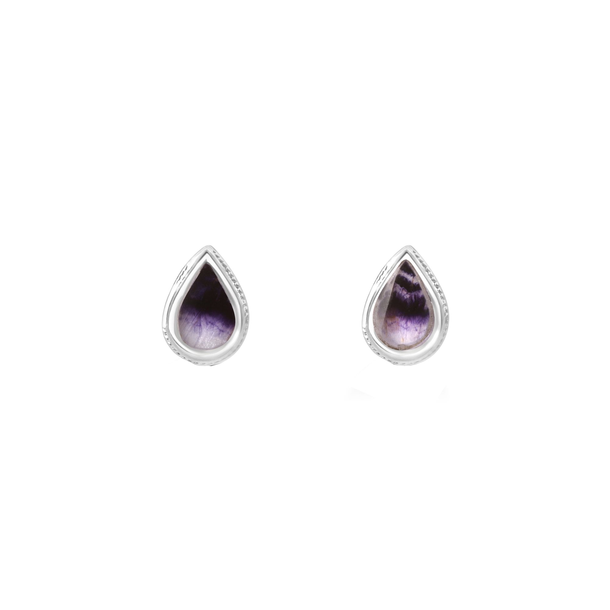 Silver Pear Shape Blue John Earrings