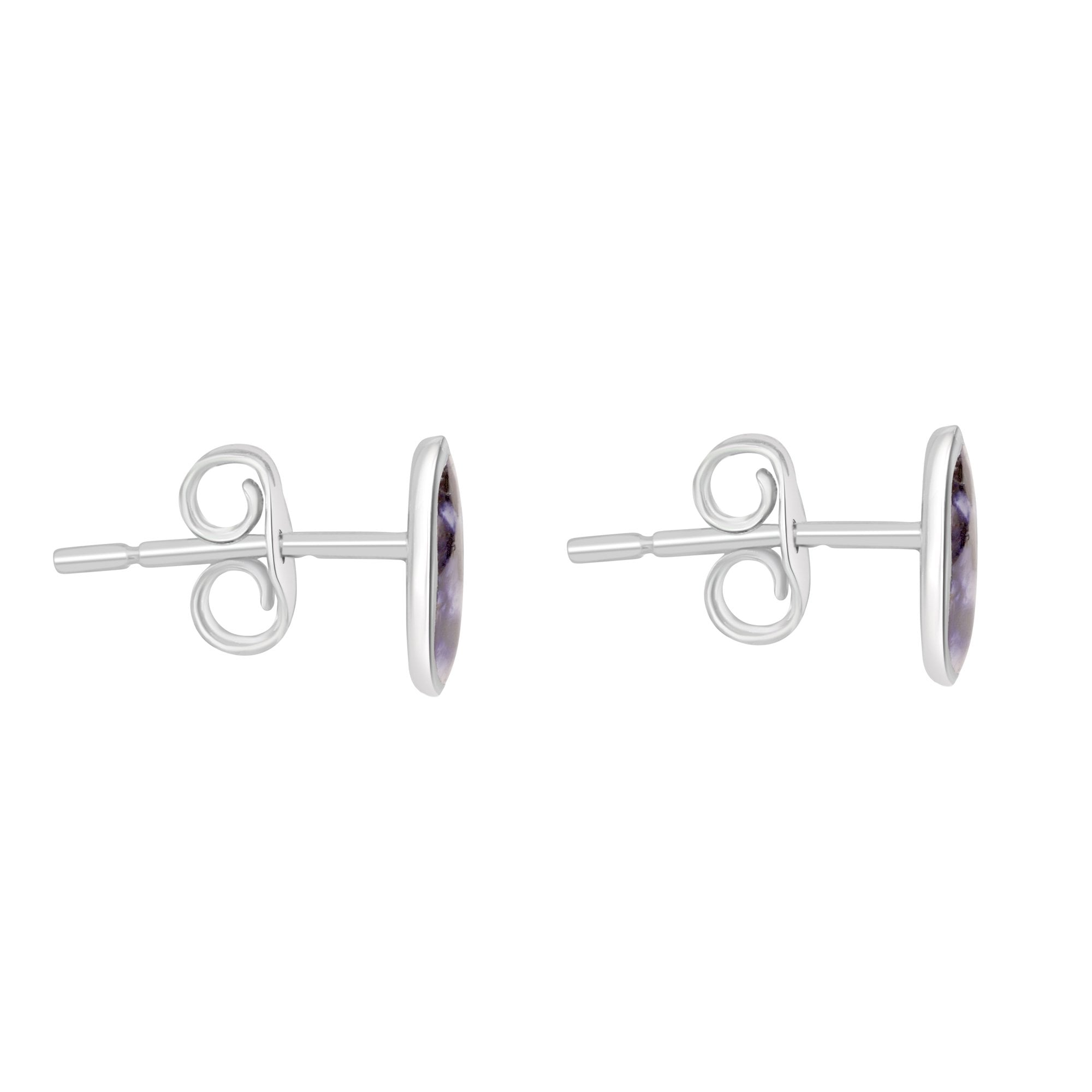 Oval Derbyshire Blue John Silver Stud Earrings