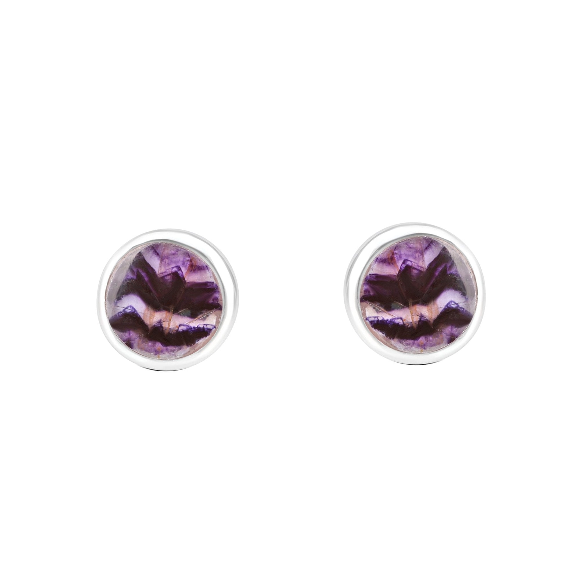Silver 7.5mm Round Blue John Stud Earrings