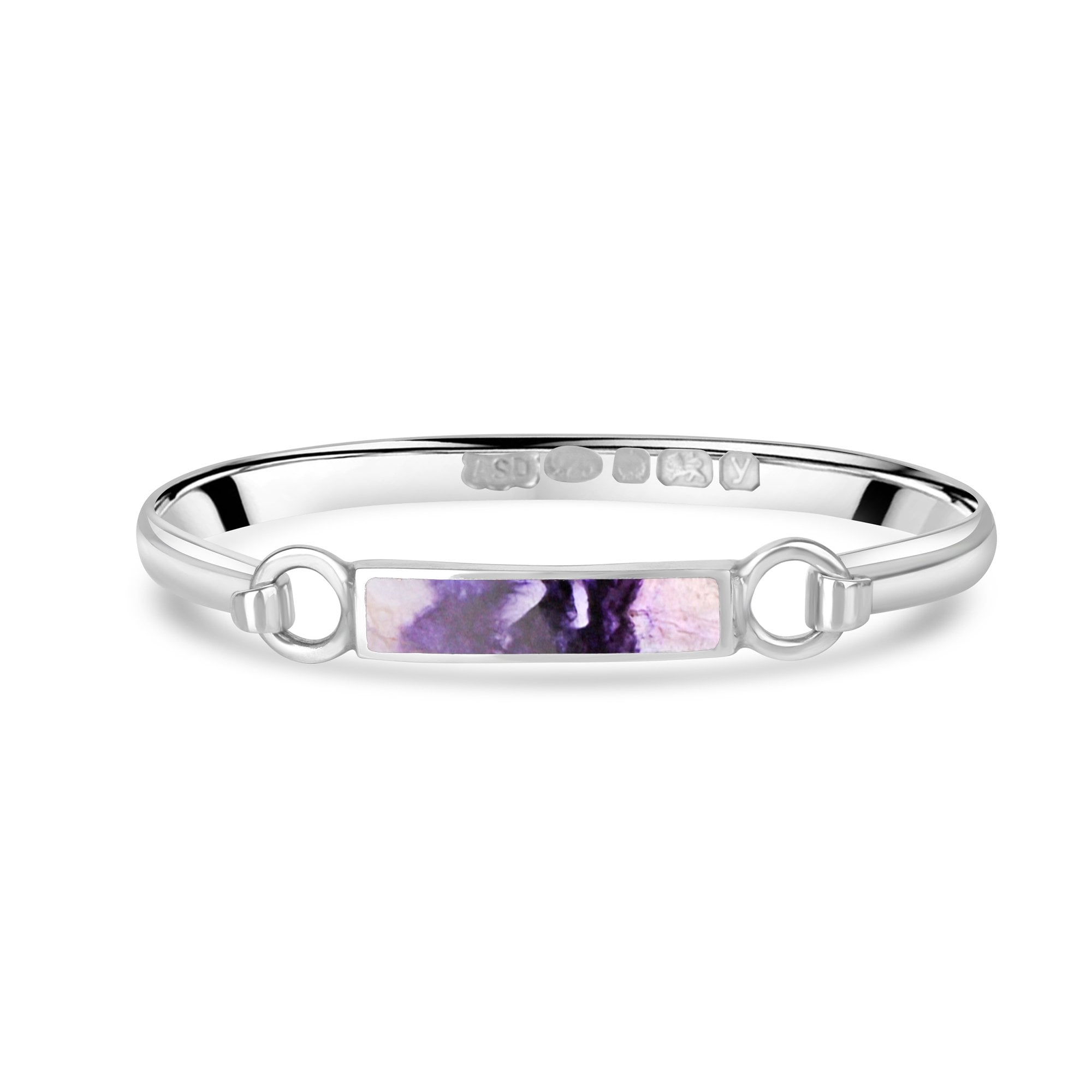Silver Rectangular Flip Top Blue John Bangle