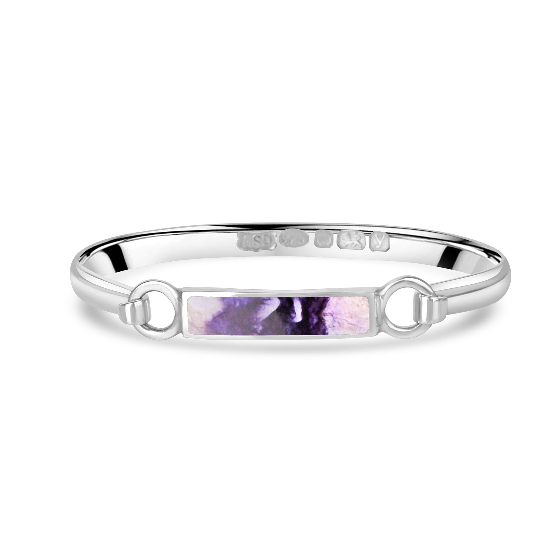 Silver Rectangular Flip Top Blue John Bangle
