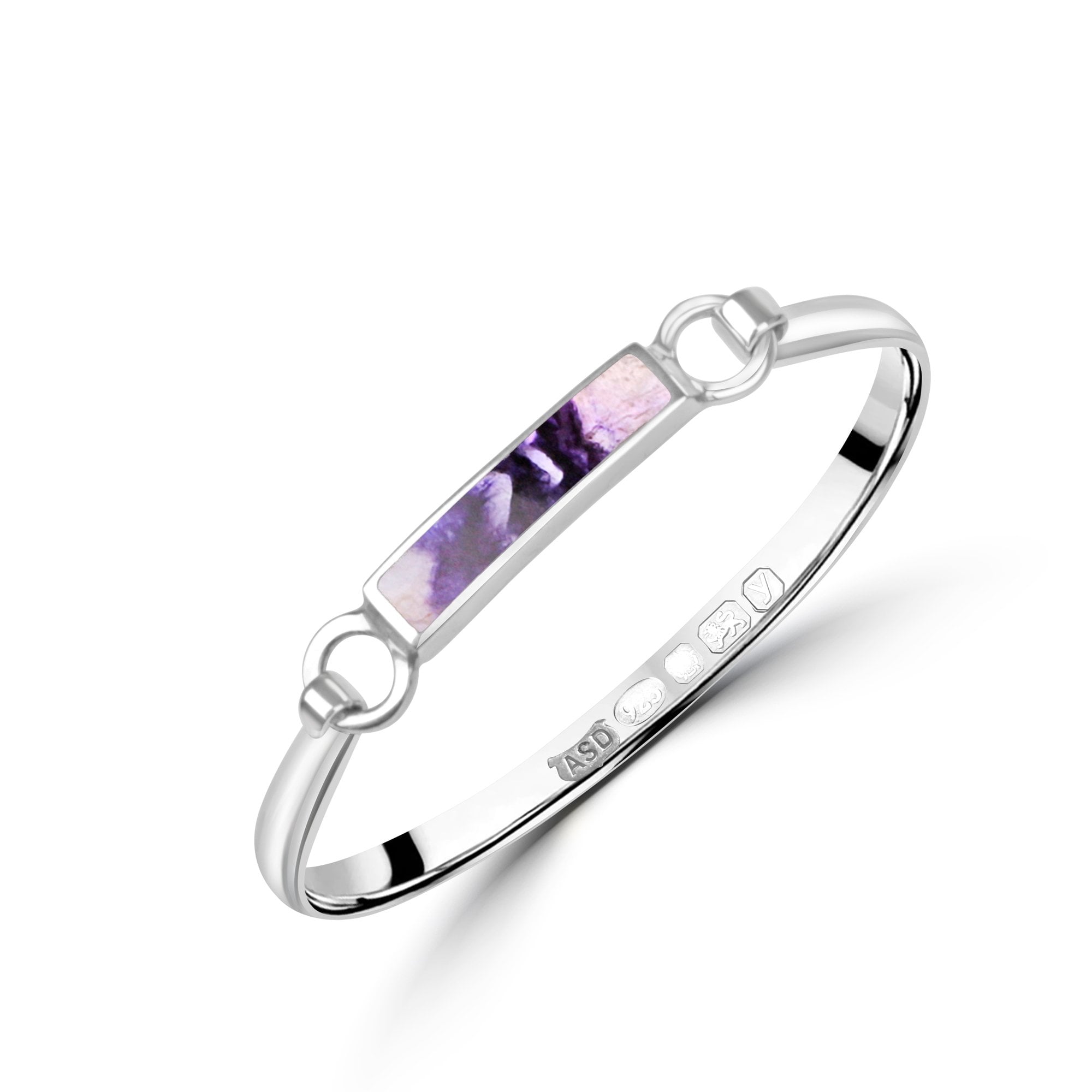 Silver Rectangular Flip Top Blue John Bangle