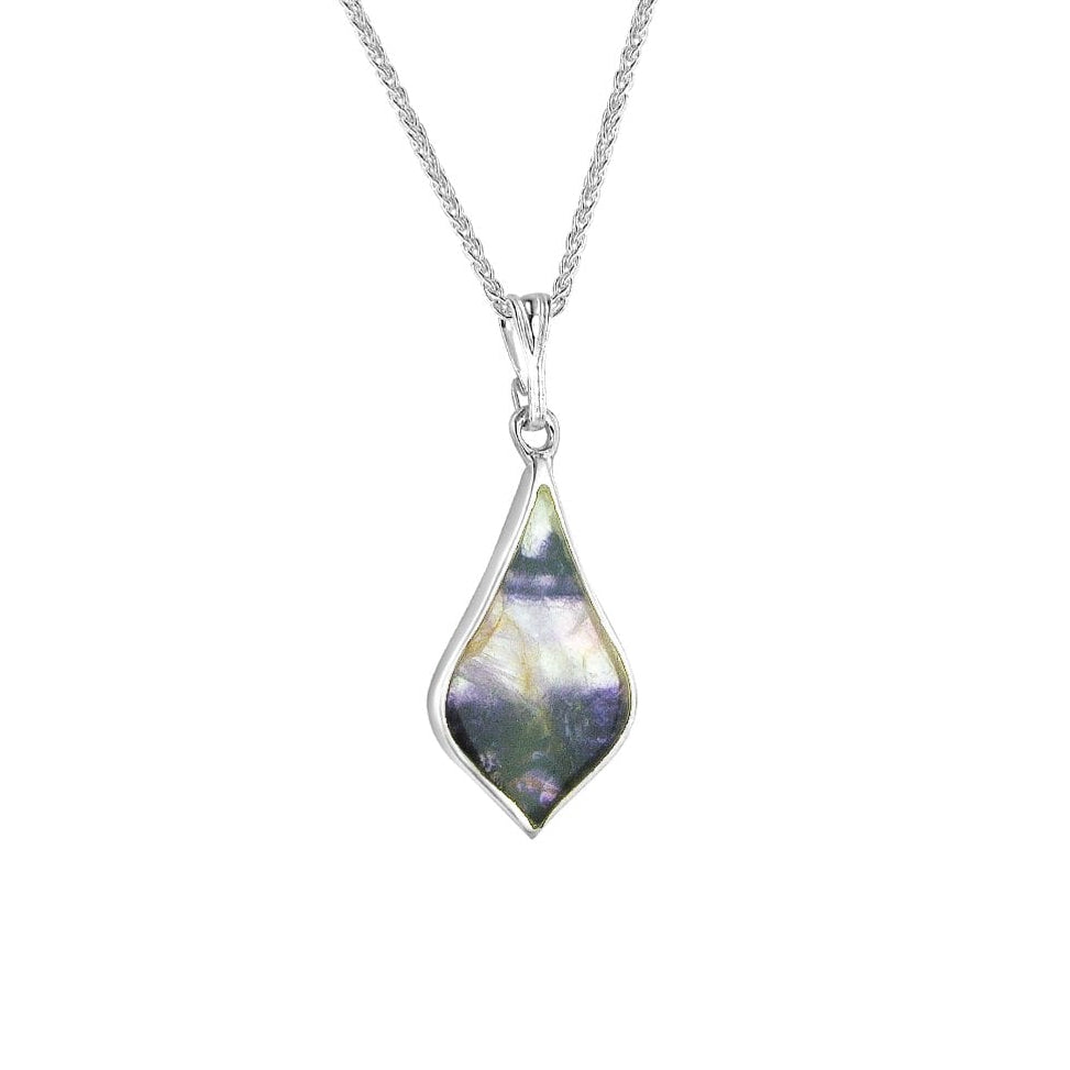 Silver Blue John Pendant and Chain