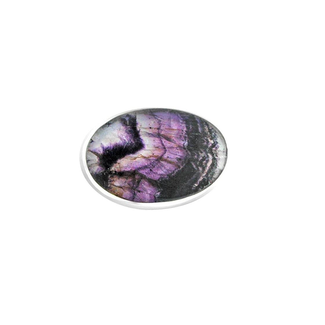 Silver Oval Blue John Brooch