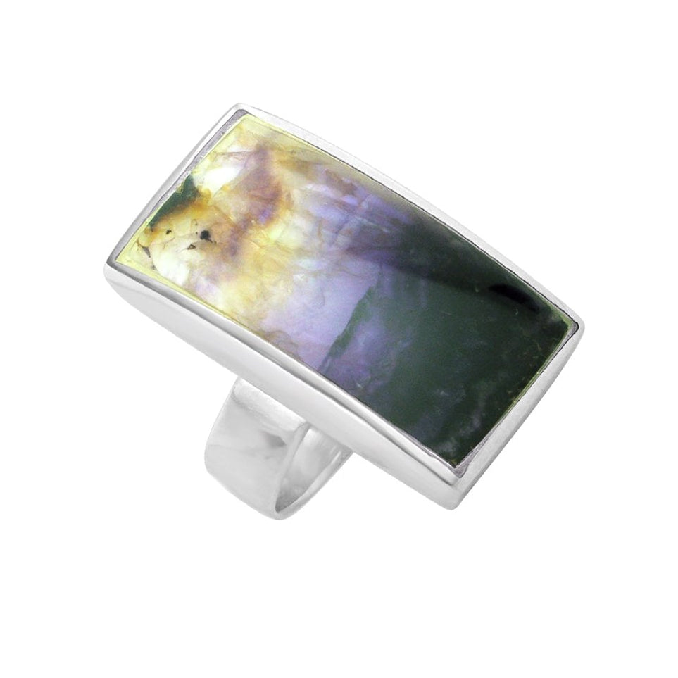 Large Derbyshire Blue John Silver Ring