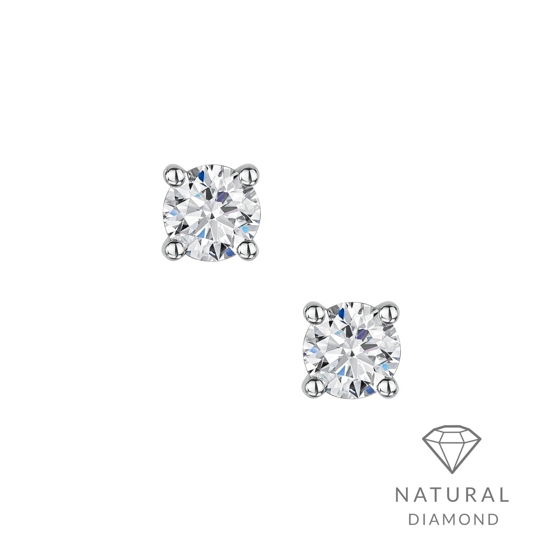 Platinum Round Natural Diamond Claw Set Stud Earrings
