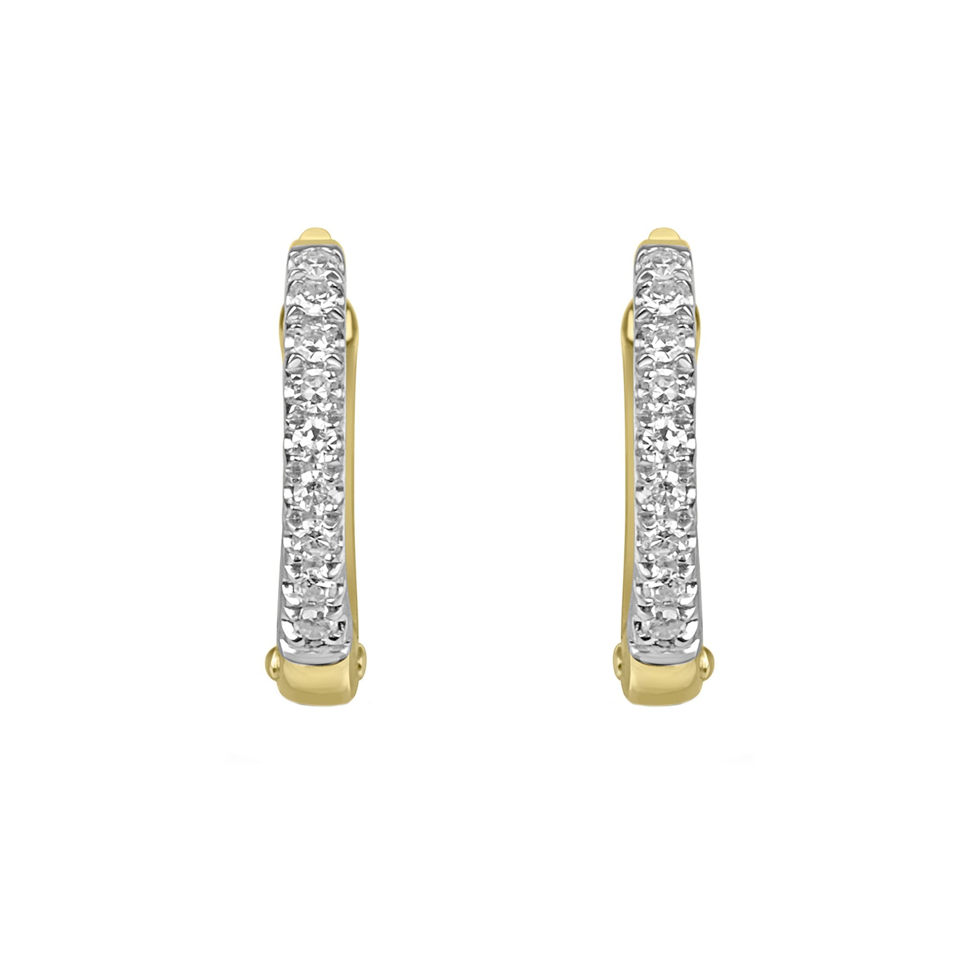 9ct Yellow Gold Diamond Huggie Hoop Earrings