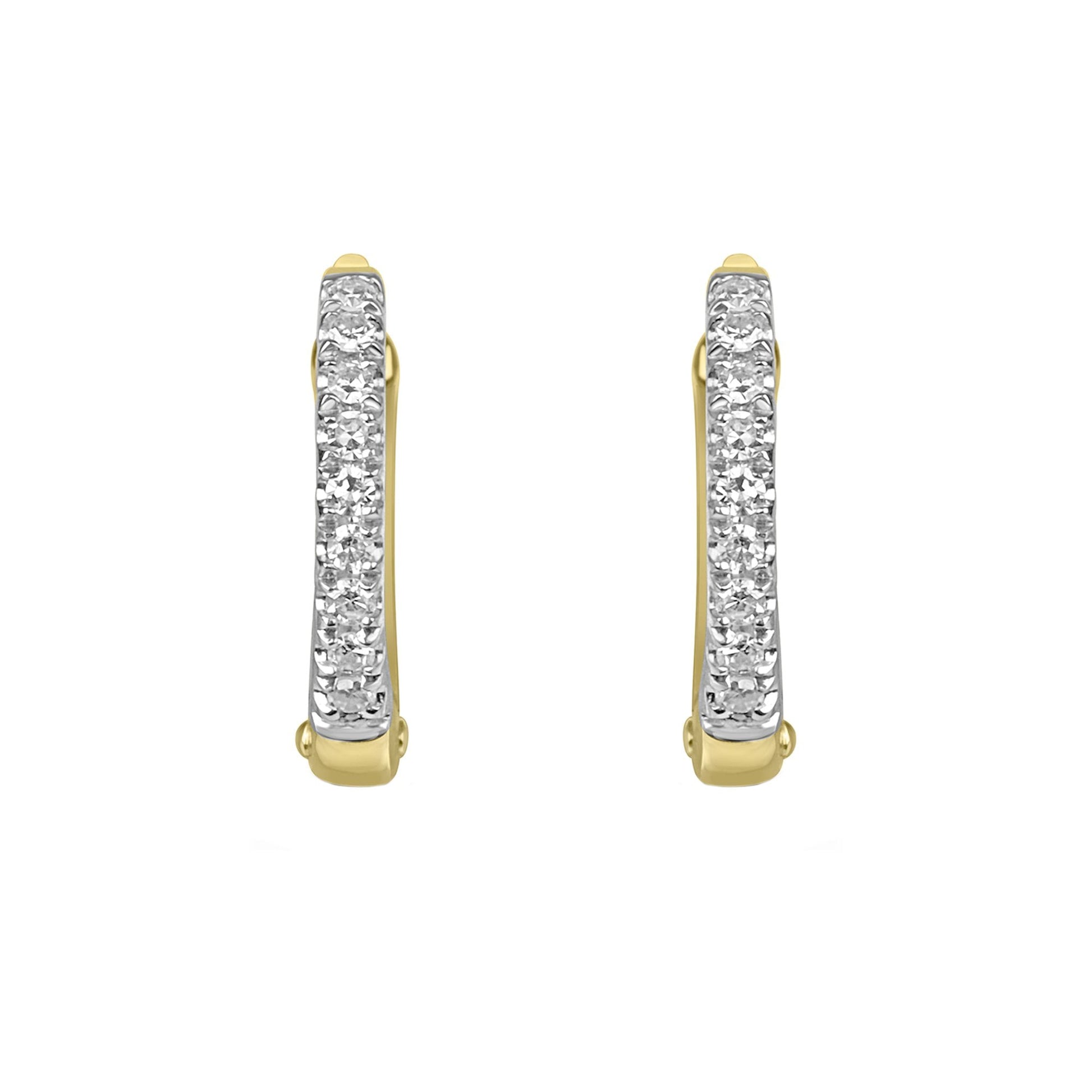 9ct Yellow Gold Diamond Huggie Hoop Earrings