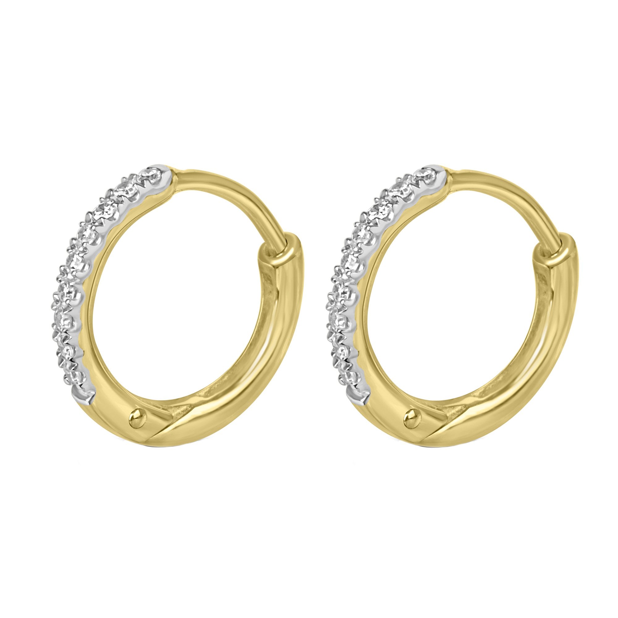 9ct Yellow Gold Diamond Huggie Hoop Earrings