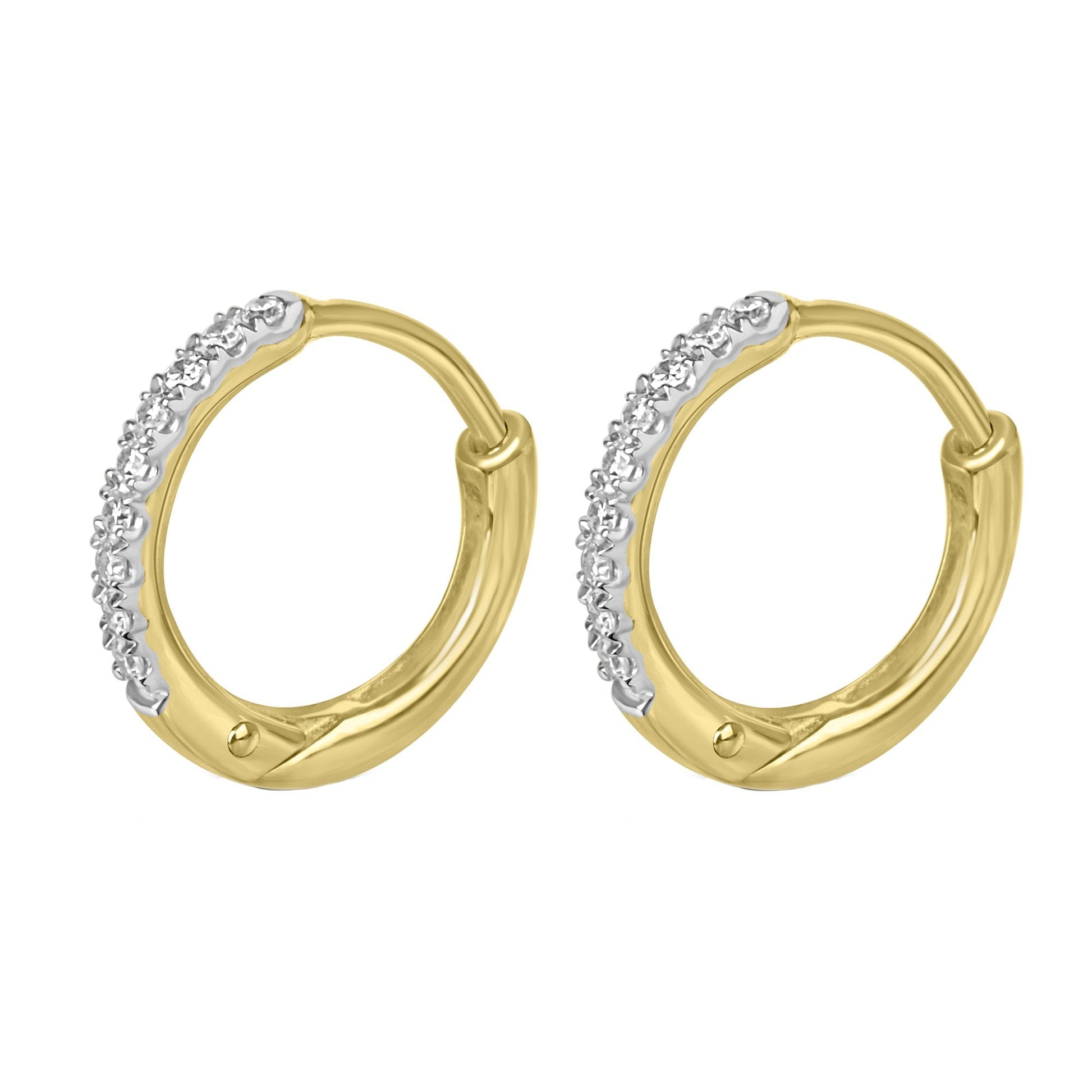 9ct Yellow Gold Diamond Huggie Hoop Earrings