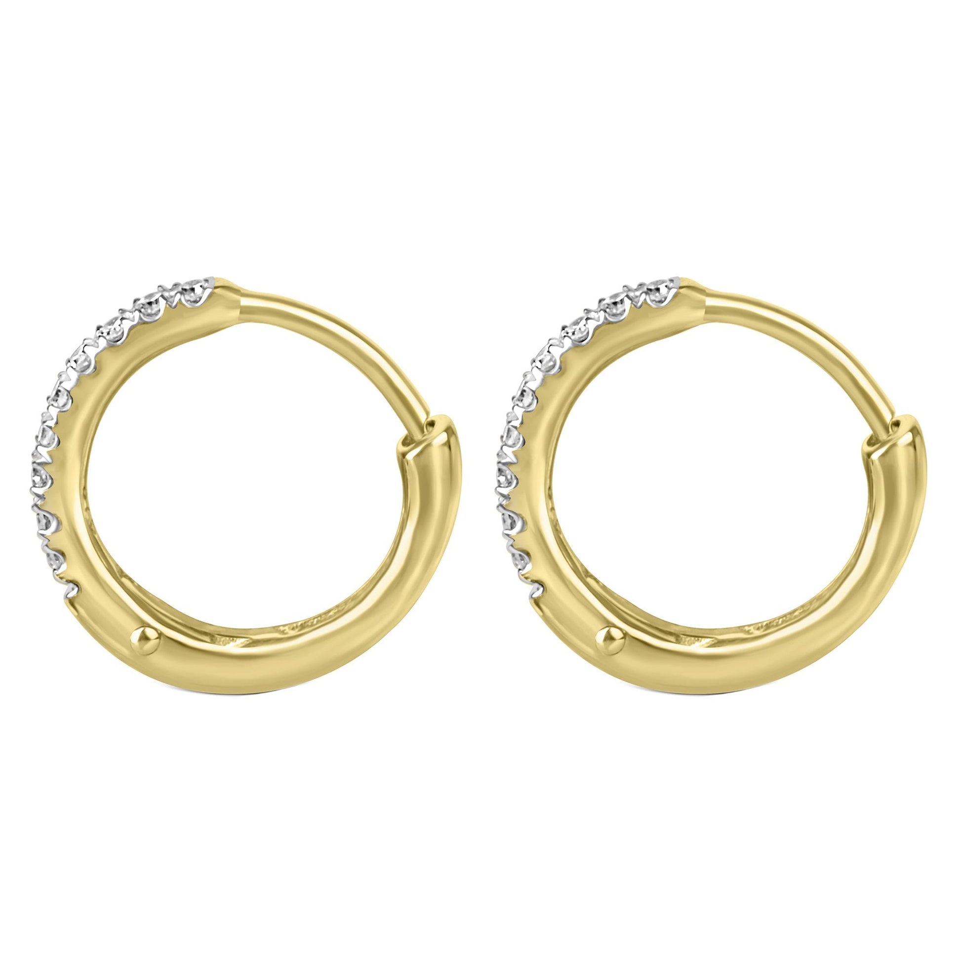 9ct Yellow Gold Diamond Huggie Hoop Earrings
