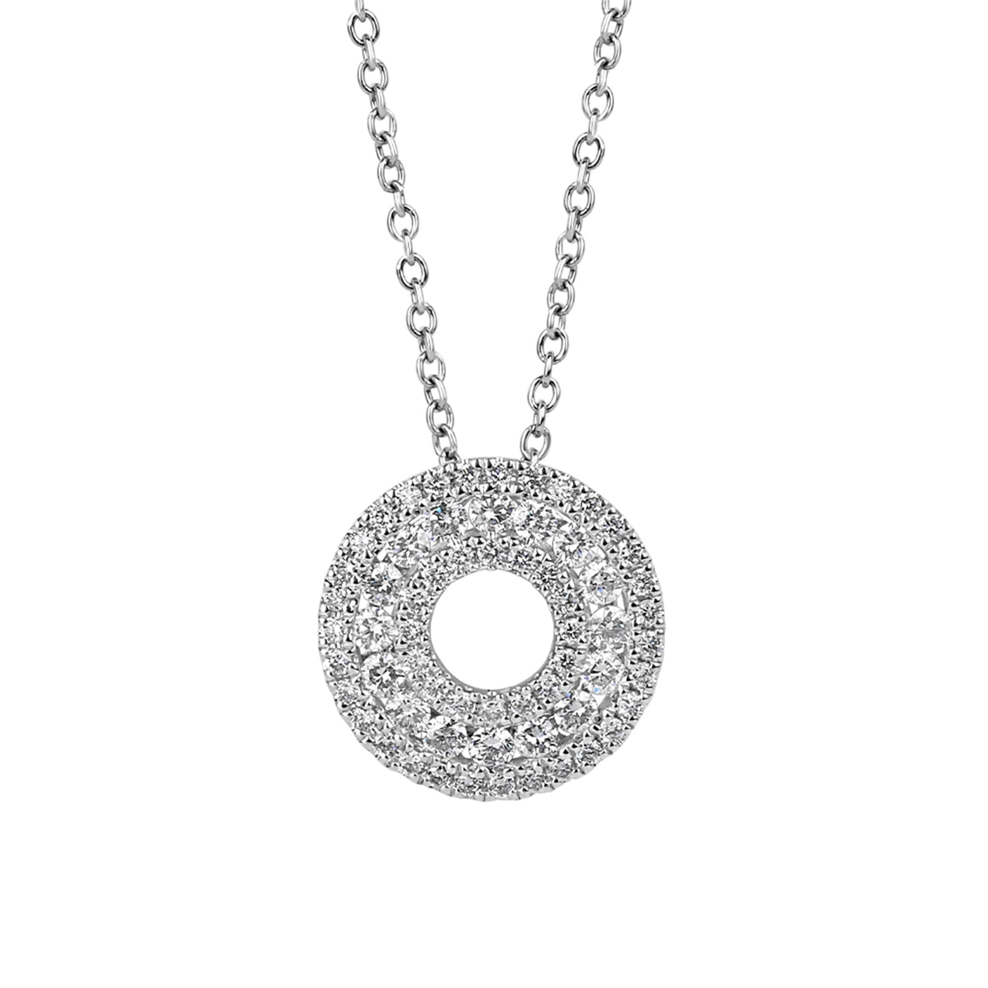 Platinum Triple Row Diamond 0.56ct Total Circle Slider Pendant