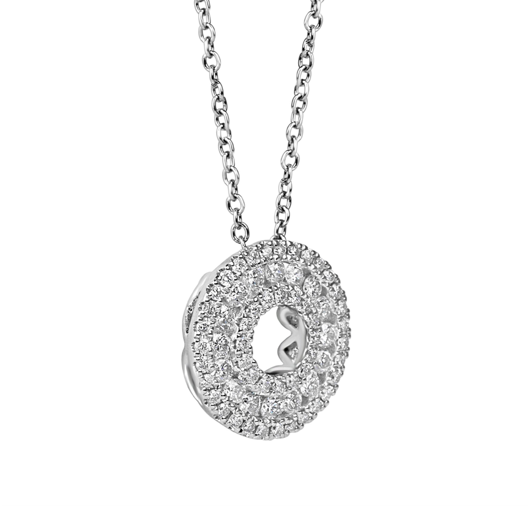 Platinum Triple Row Diamond 0.56ct Total Circle Slider Pendant