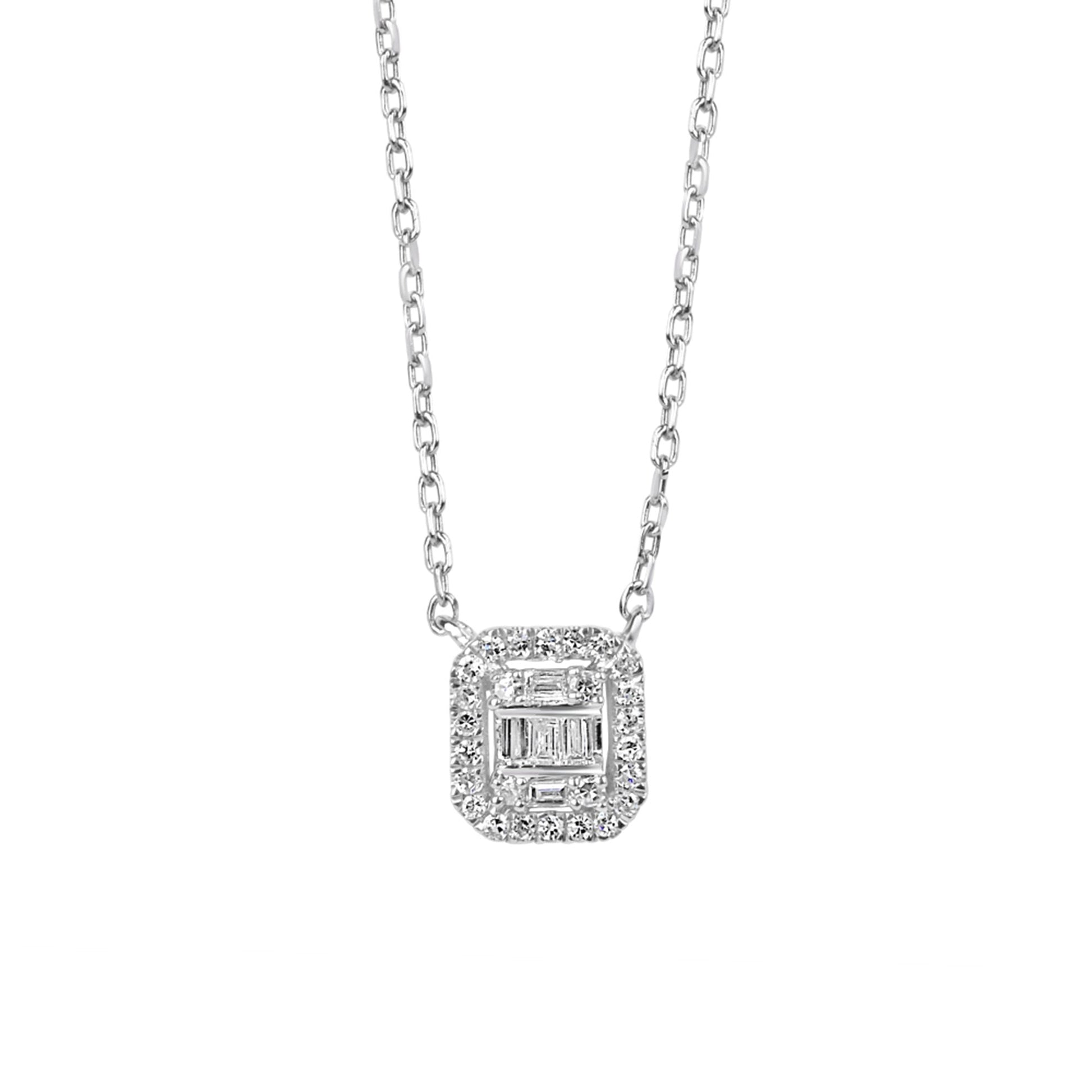 Deco Inspired Diamond Cluster Necklace
