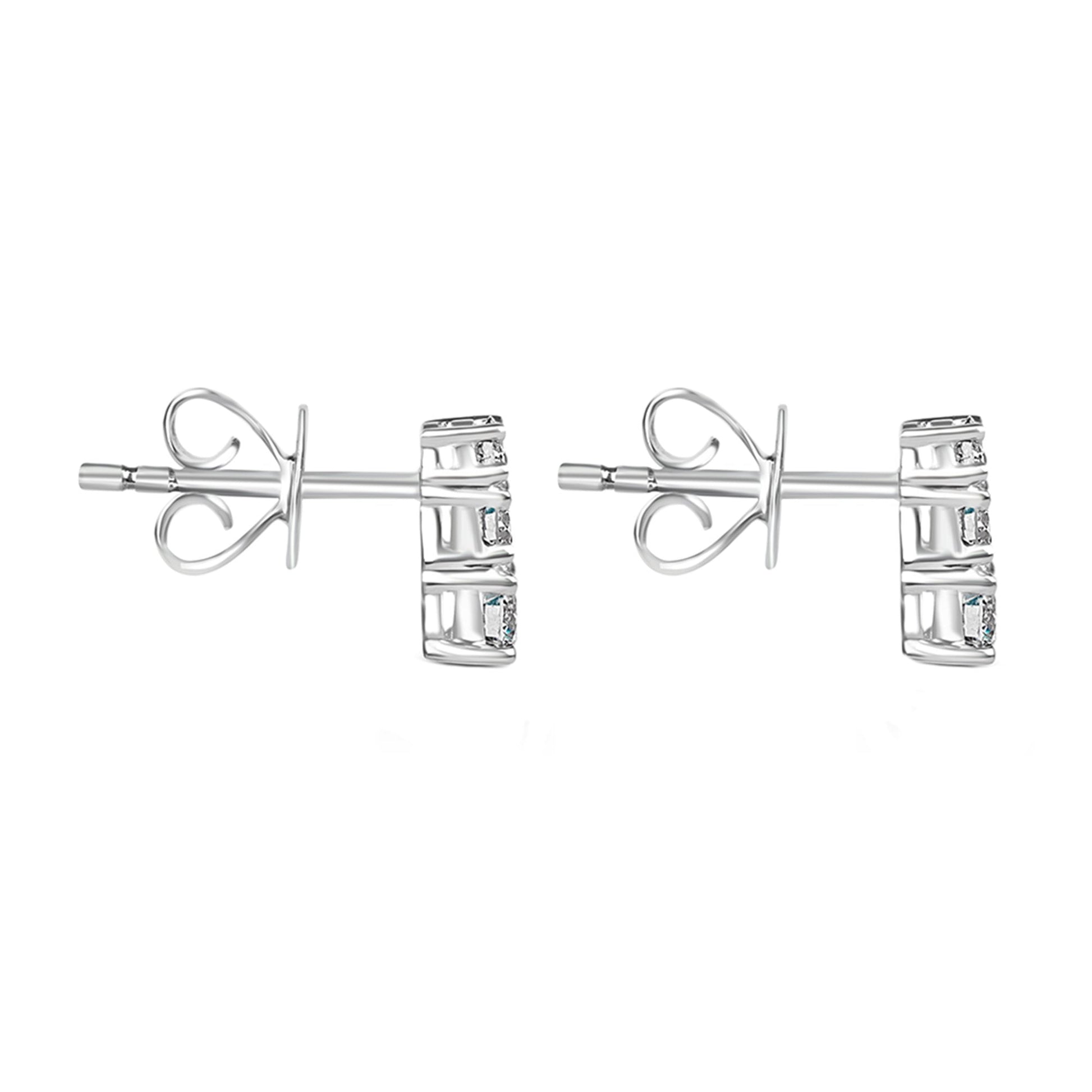 18ct White Gold 0.41ct Round Brilliant Cut Diamond Trilogy Stud Earrings