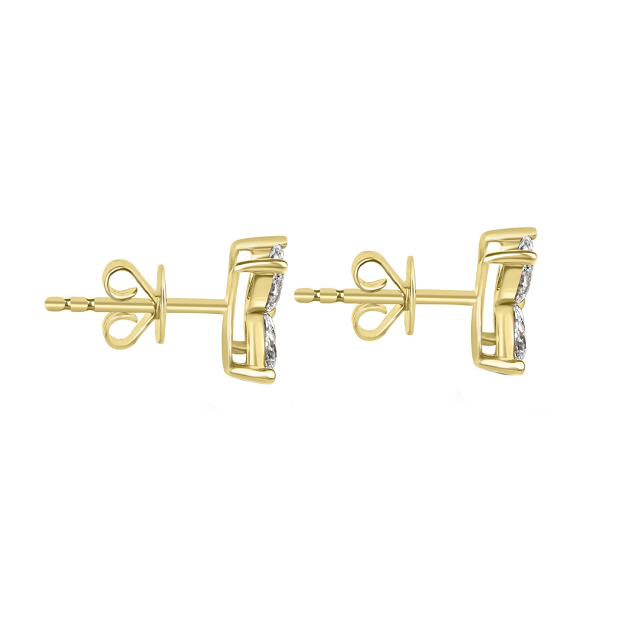 18ct Yellow Gold Marquise Diamond Flower Earrings
