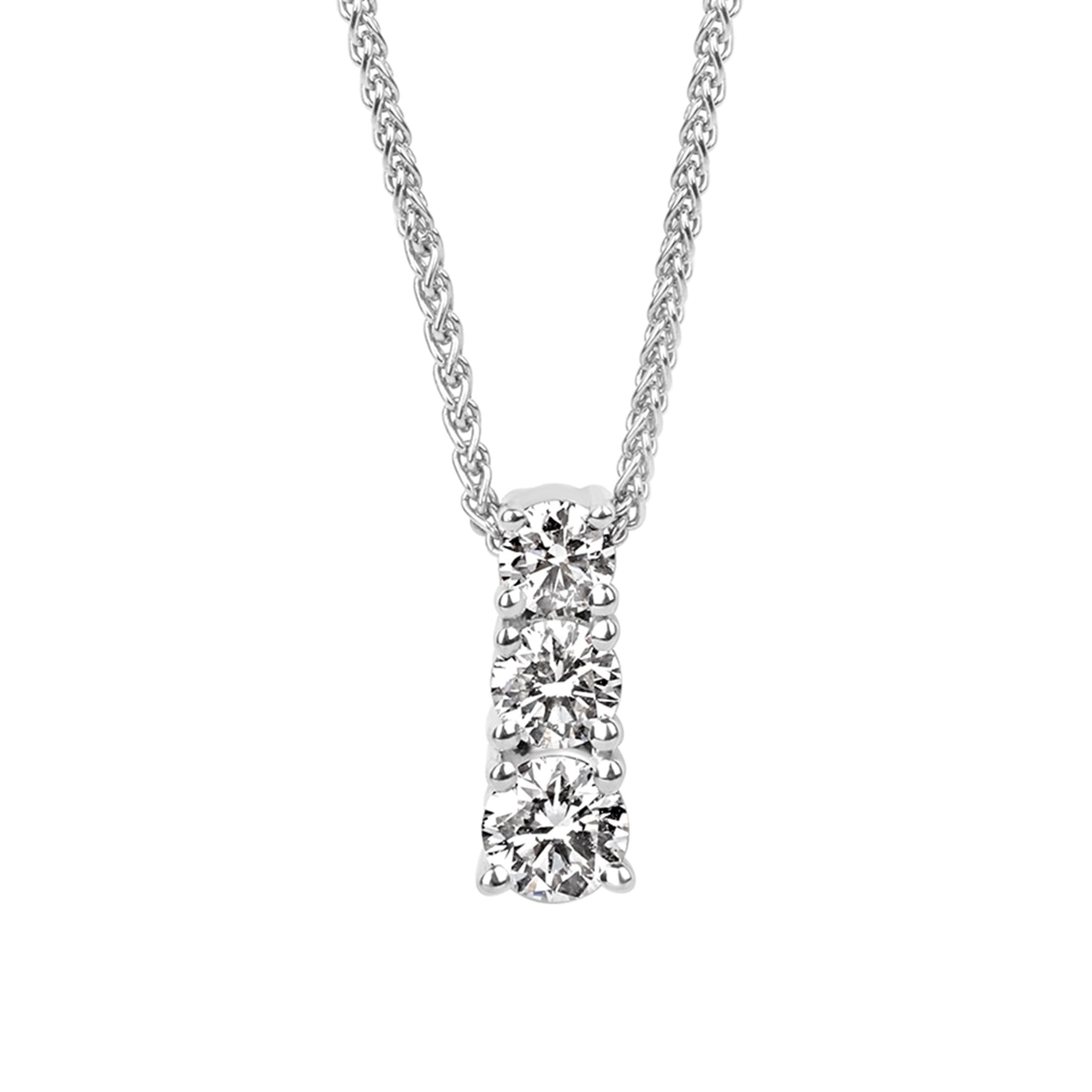 18ct White Gold 0.50ct Round Brilliant Cut Diamond Trilogy Necklace