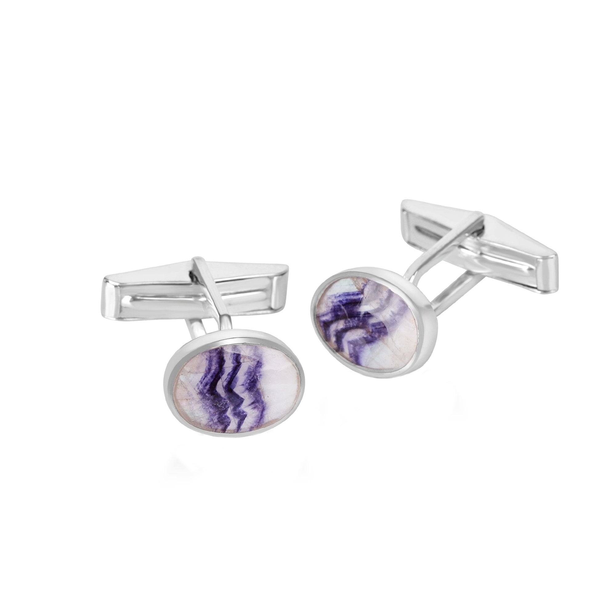 Small Oval Silver Blue John Cufflinks
