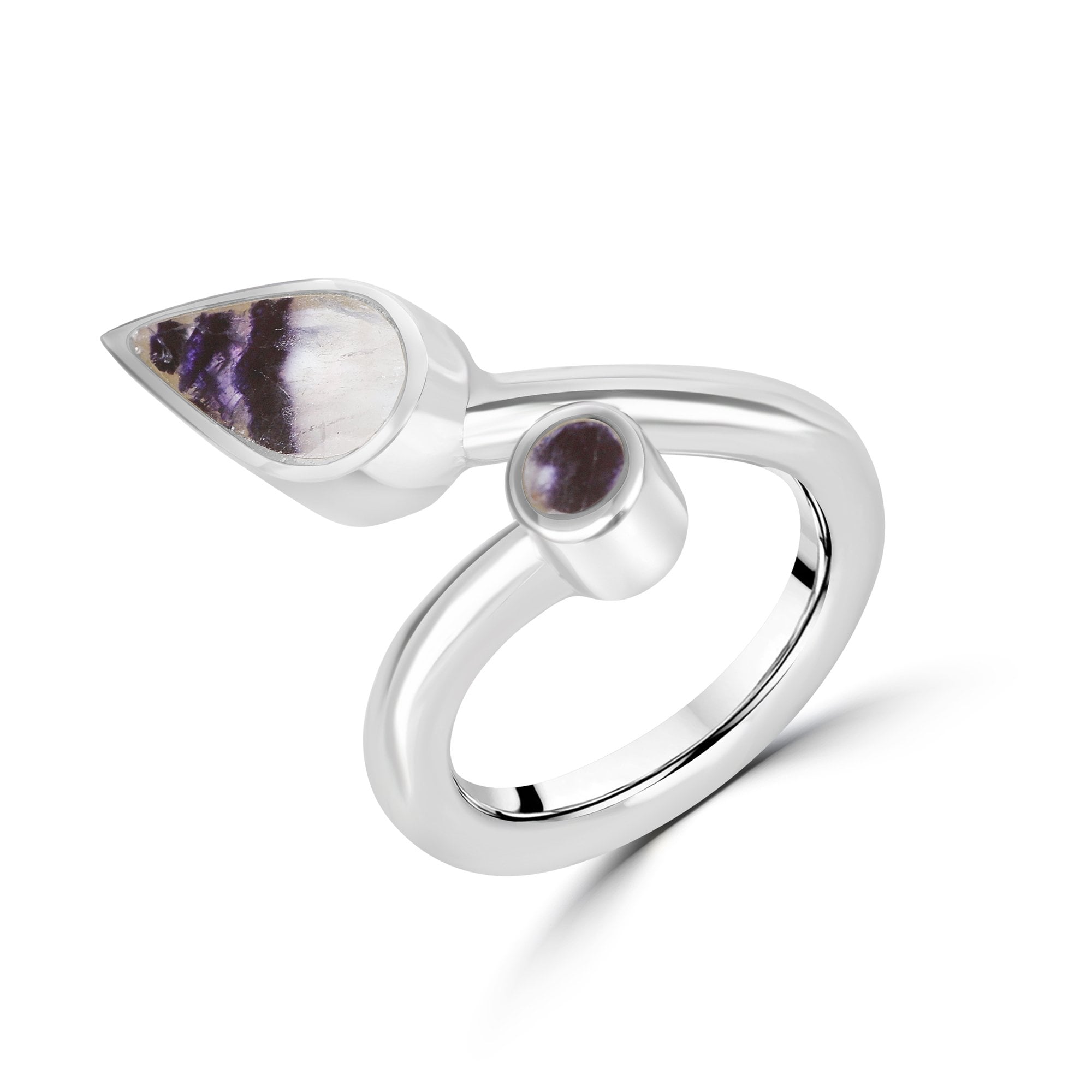 Silver Crossover Open Blue John Ring