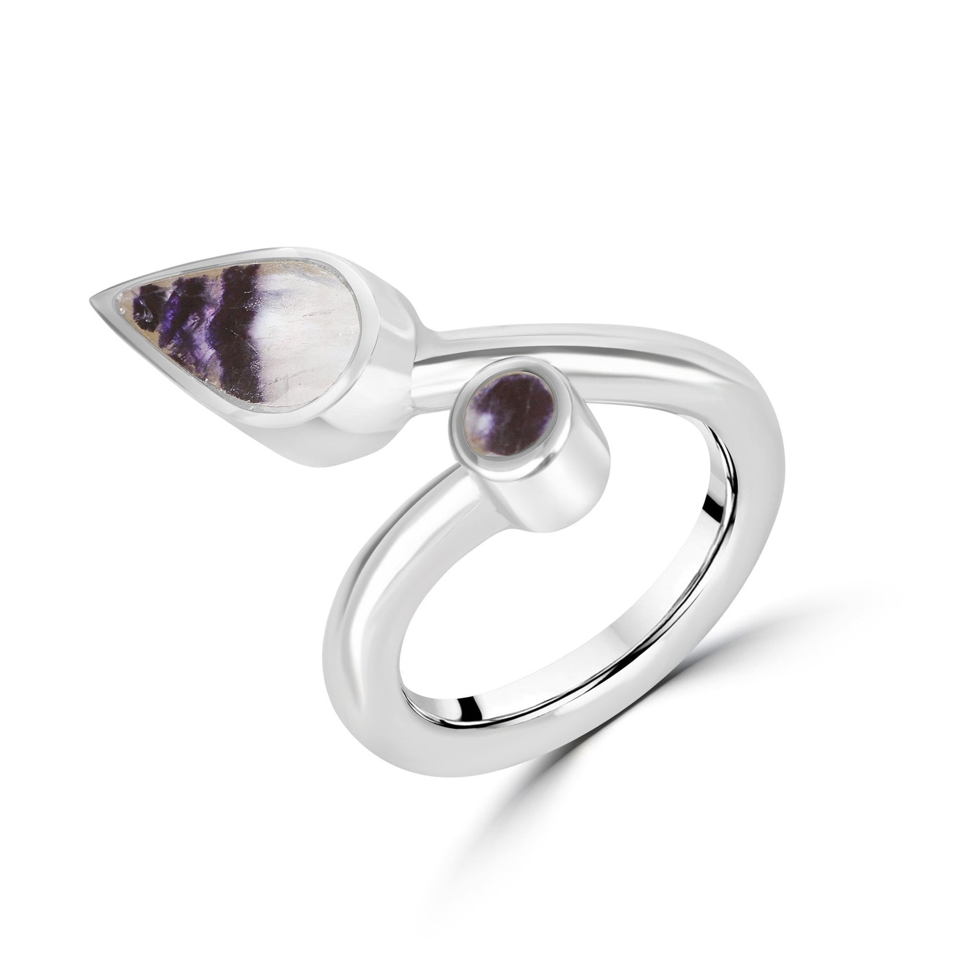 Silver Crossover Open Blue John Ring