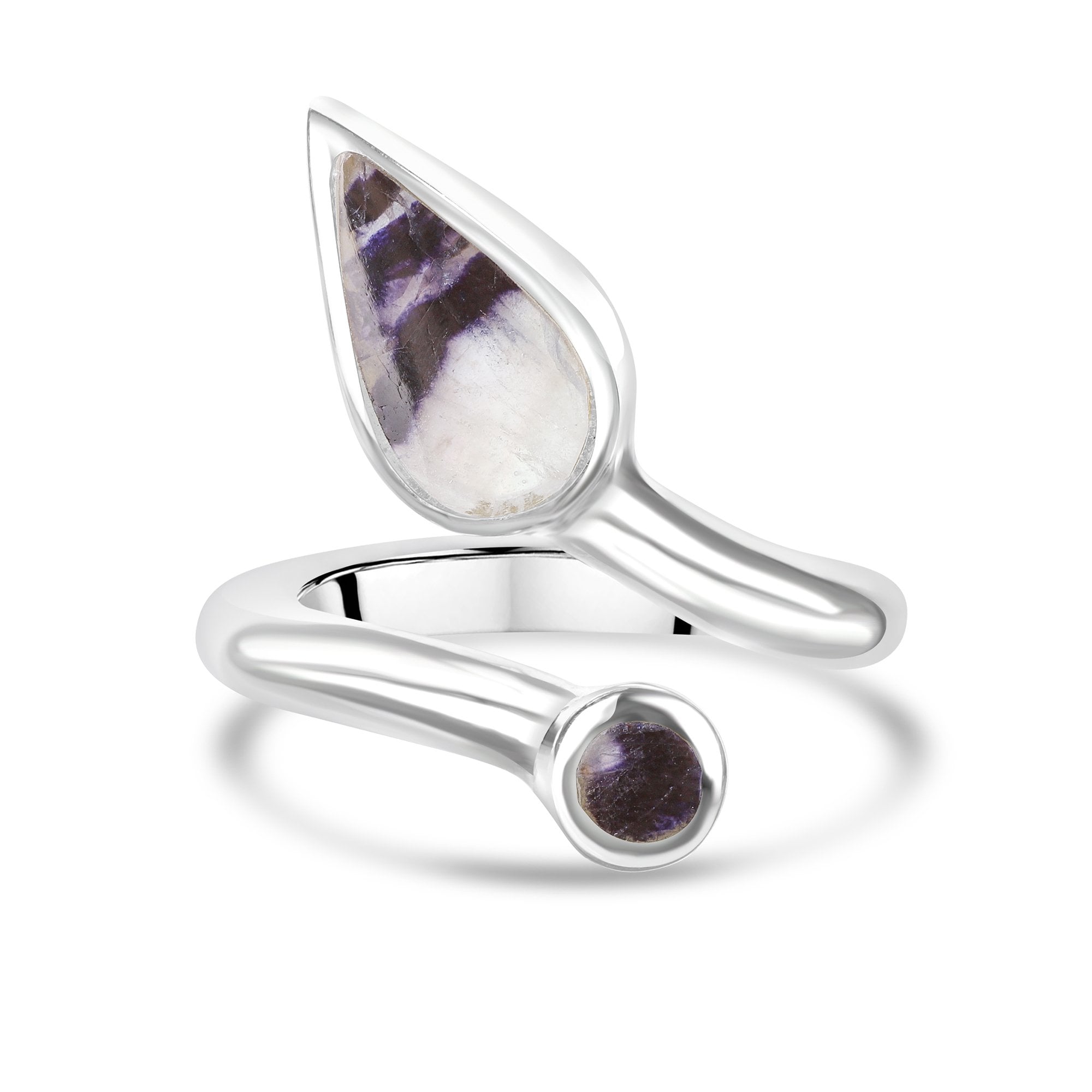 Silver Crossover Open Blue John Ring