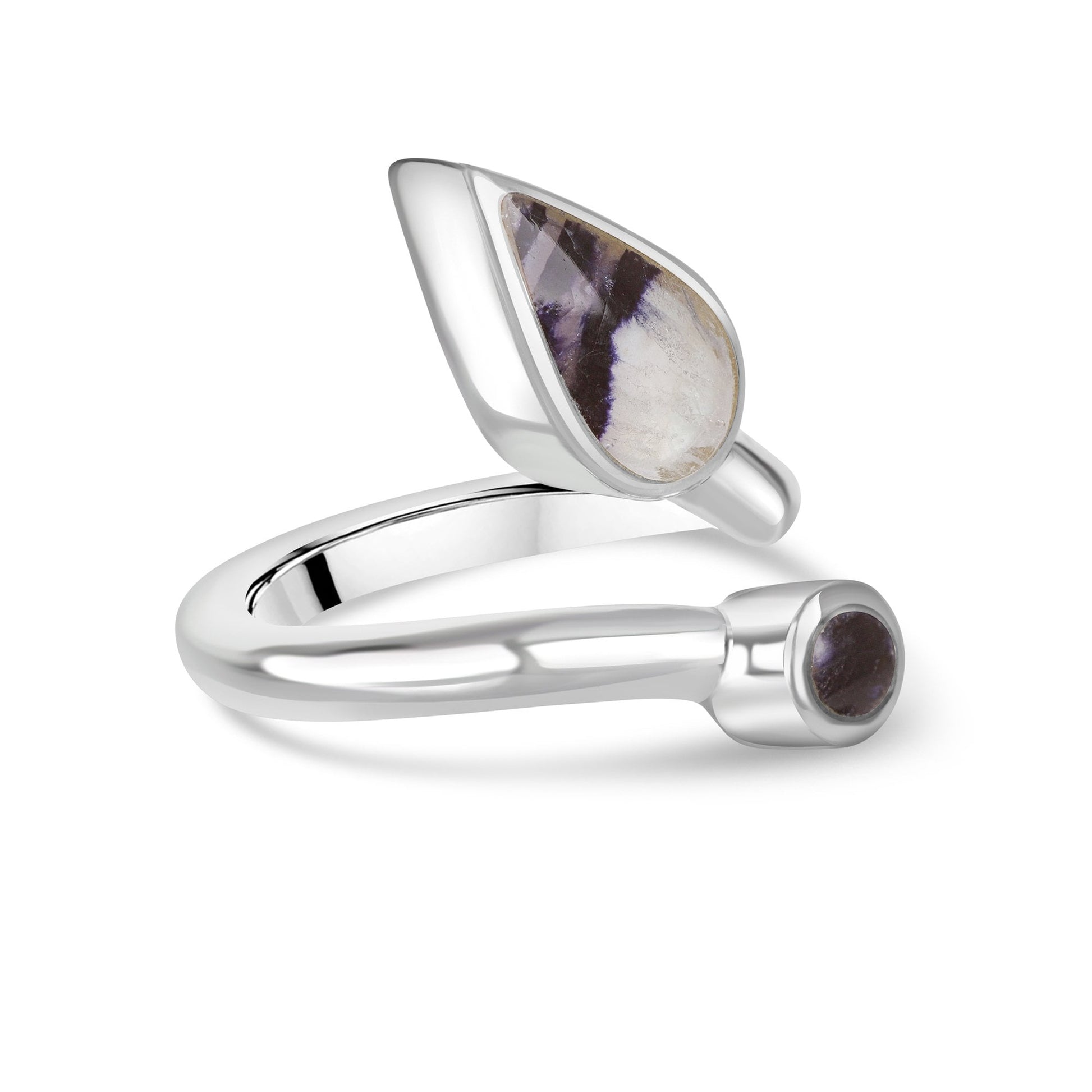 Silver Crossover Open Blue John Ring