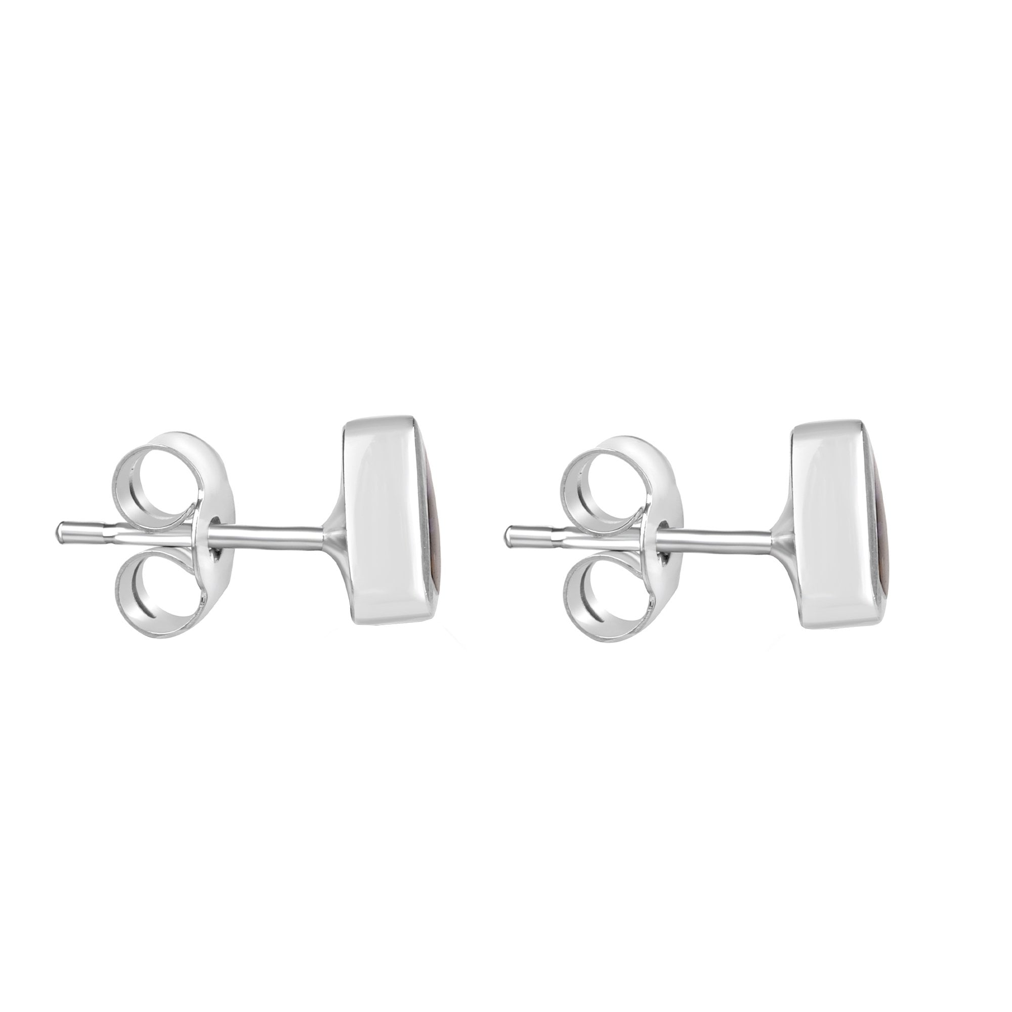 Small Silver Triangular Blue John Stud Earrings