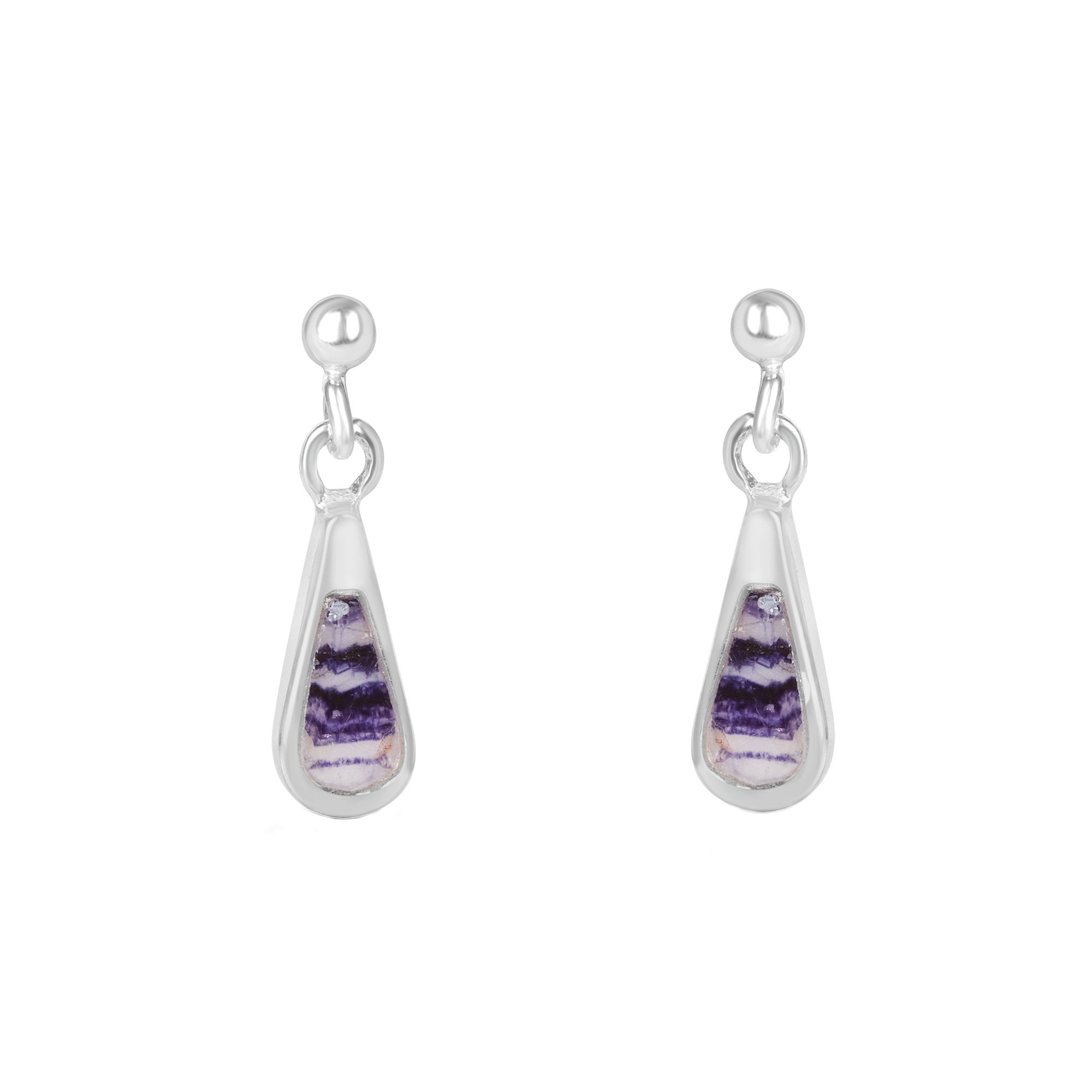Small Teardrop Silver Blue John Earrings