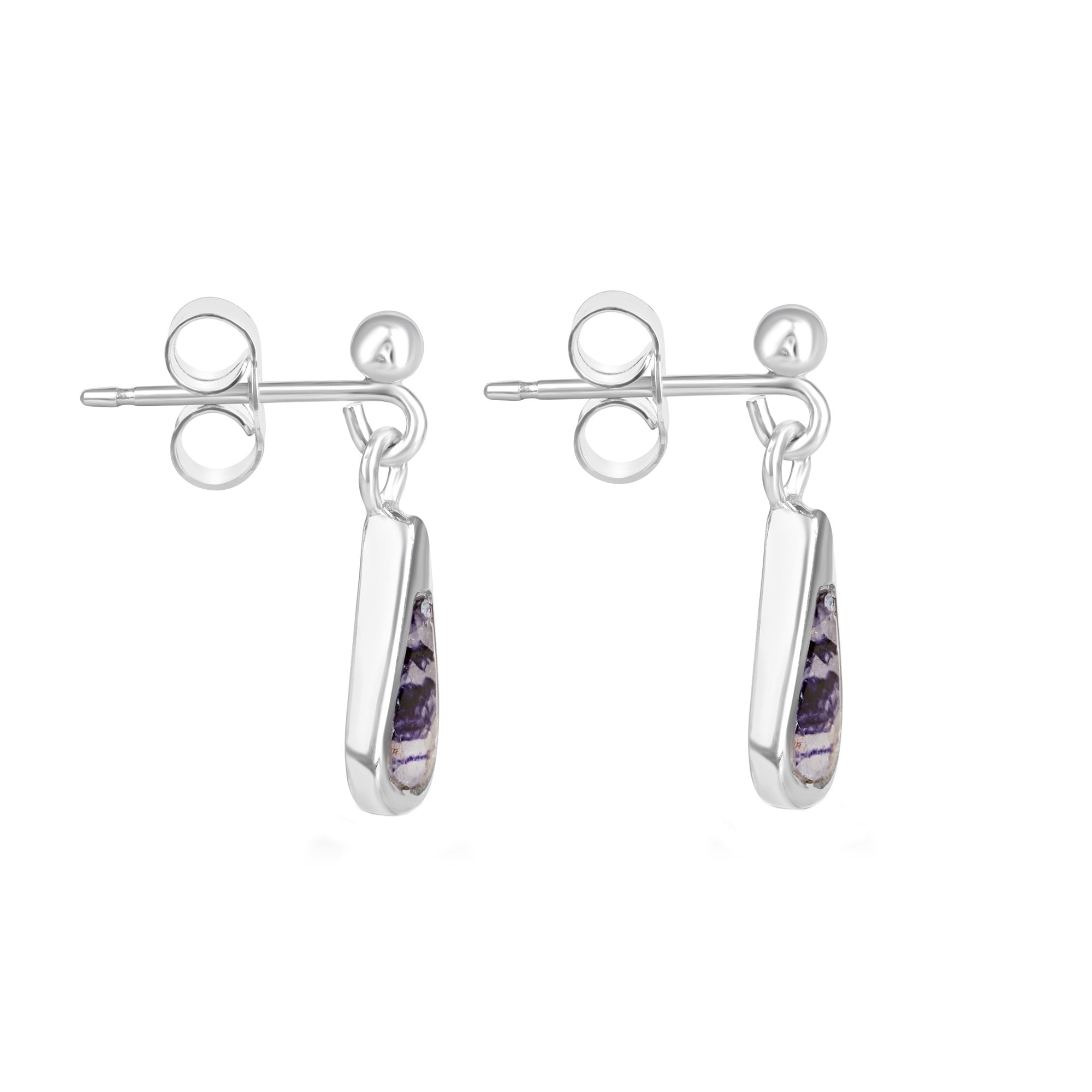 Small Teardrop Silver Blue John Earrings