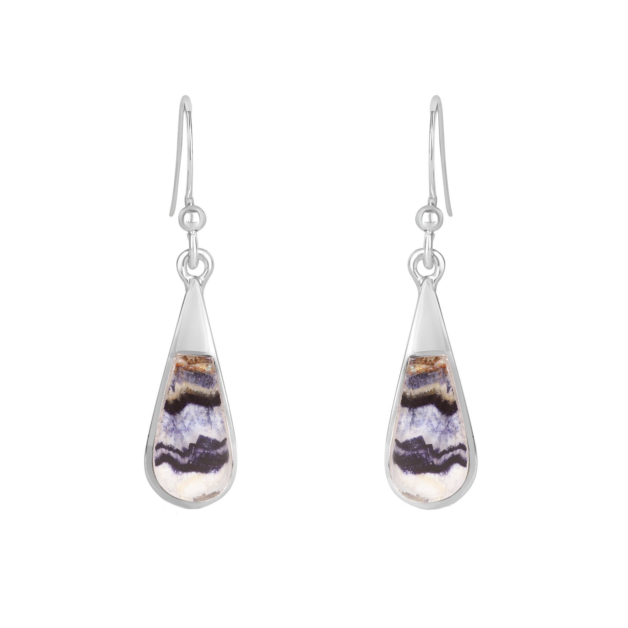 Silver Blue John Long Teardrop Earrings