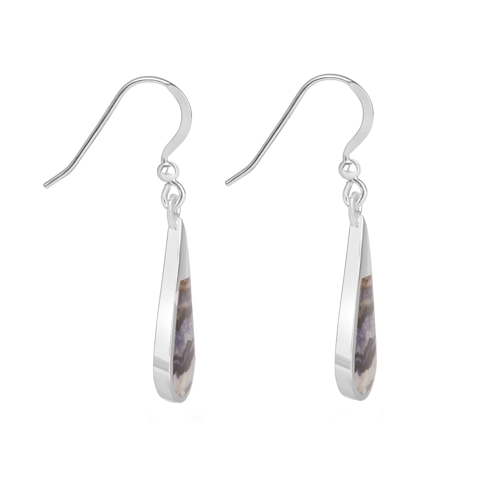 Silver Blue John Long Teardrop Earrings