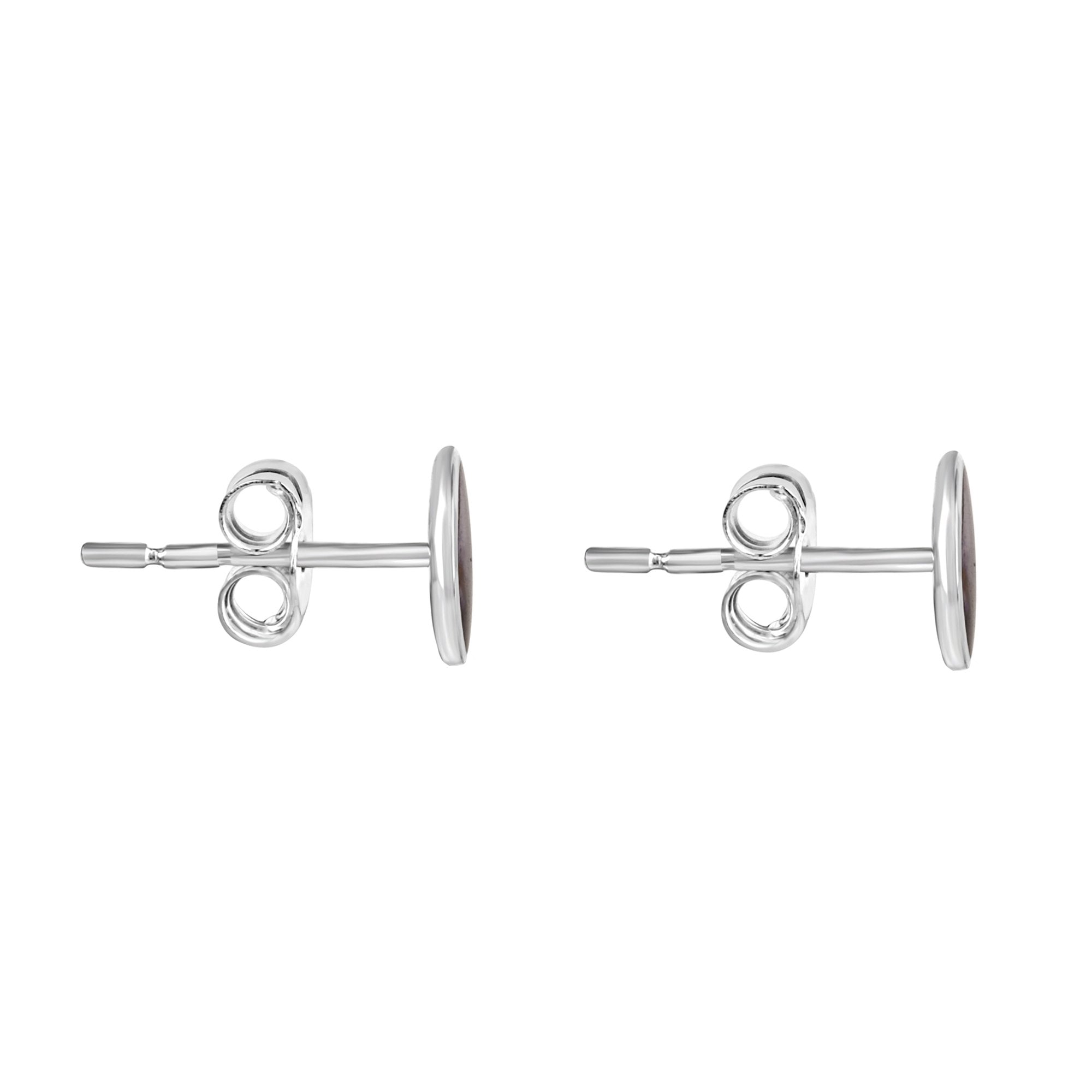 Silver Round Blue John Stud Earrings