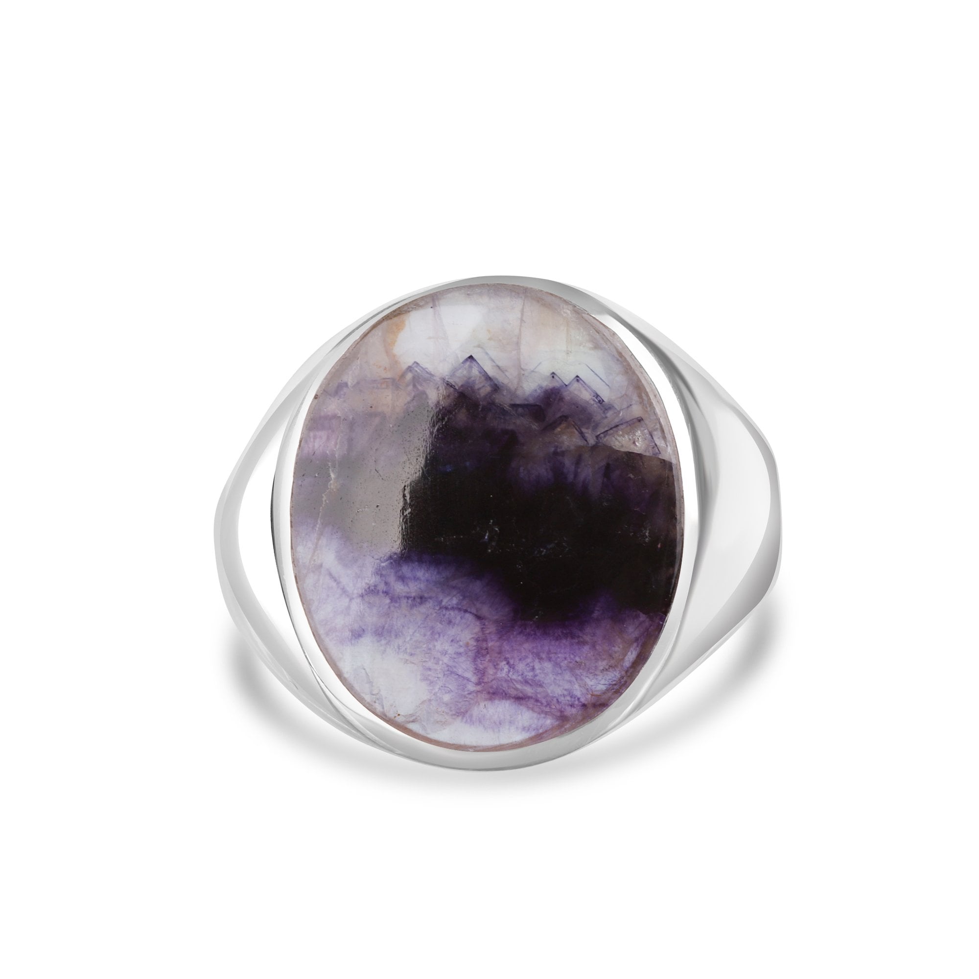 Large Silver Blue John Signet Ring