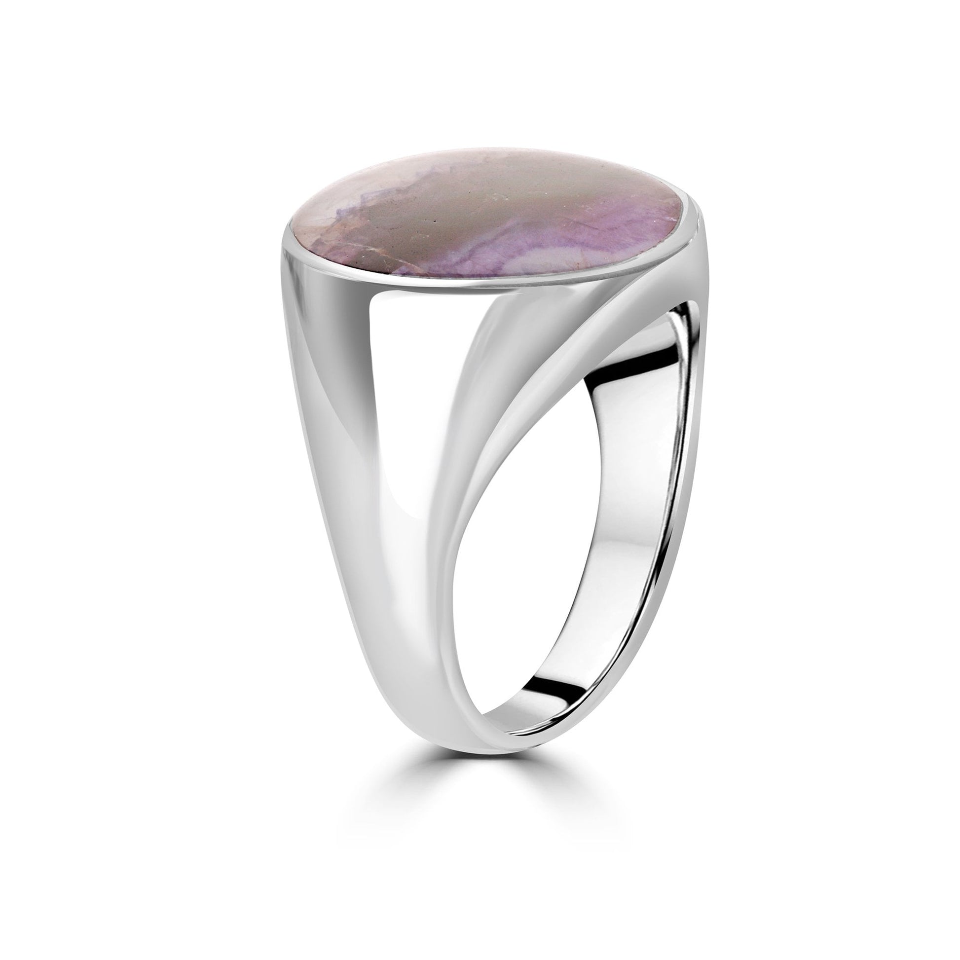 Large Silver Blue John Signet Ring