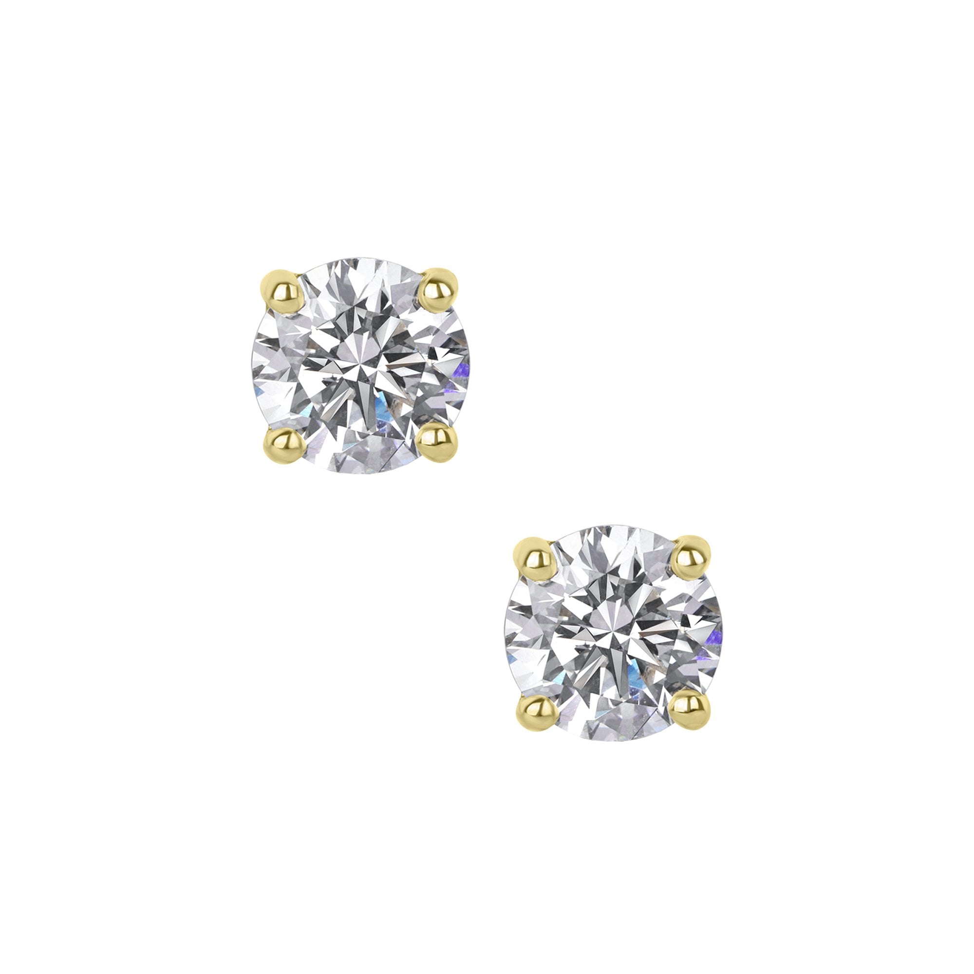 18ct Yellow Gold 4 Carat Lab Grown Round Brilliant Cut Diamond 'Elizabeth' Stud Earrings
