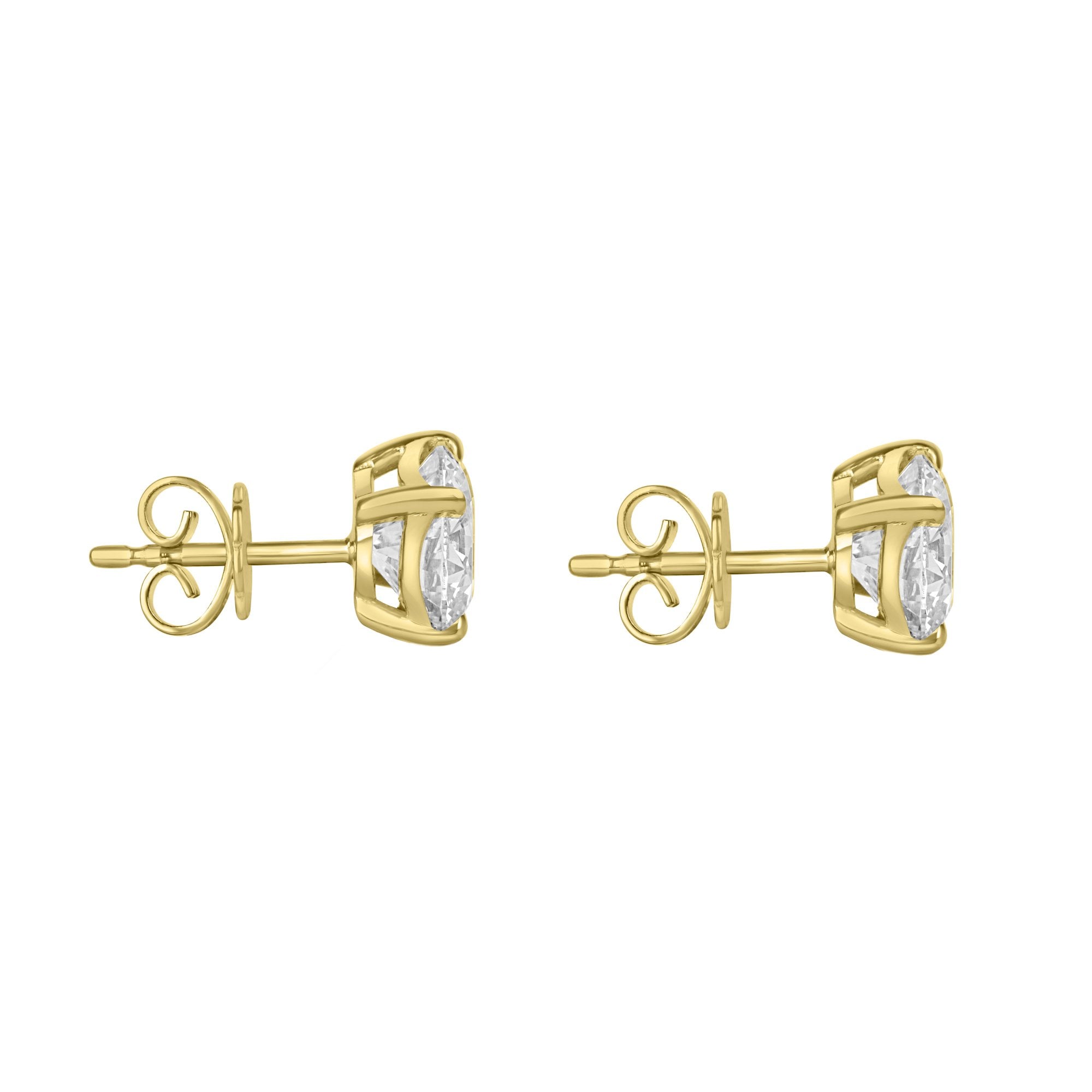 18ct Yellow Gold 4 Carat Lab Grown Round Brilliant Cut Diamond 'Elizabeth' Stud Earrings