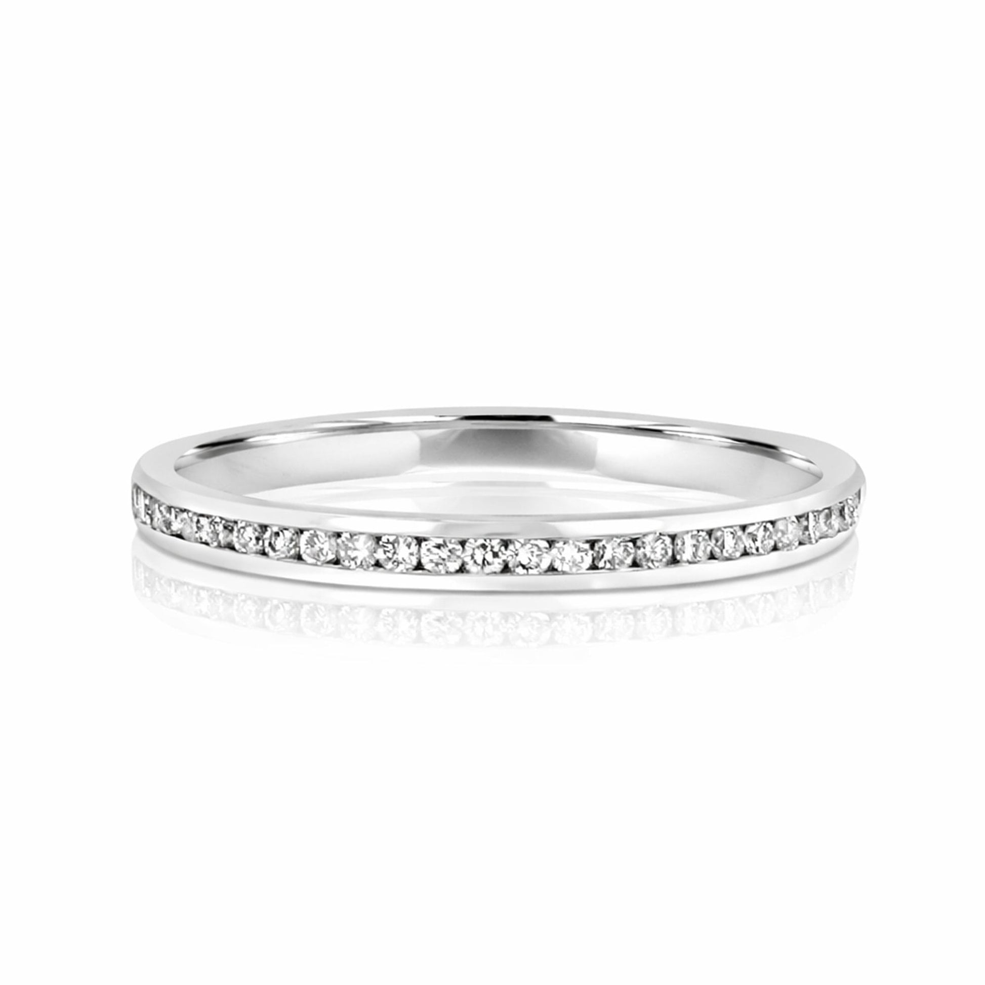 2mm 18ct White Gold Wedding Ring with Round Diamonds 0.13ct Total