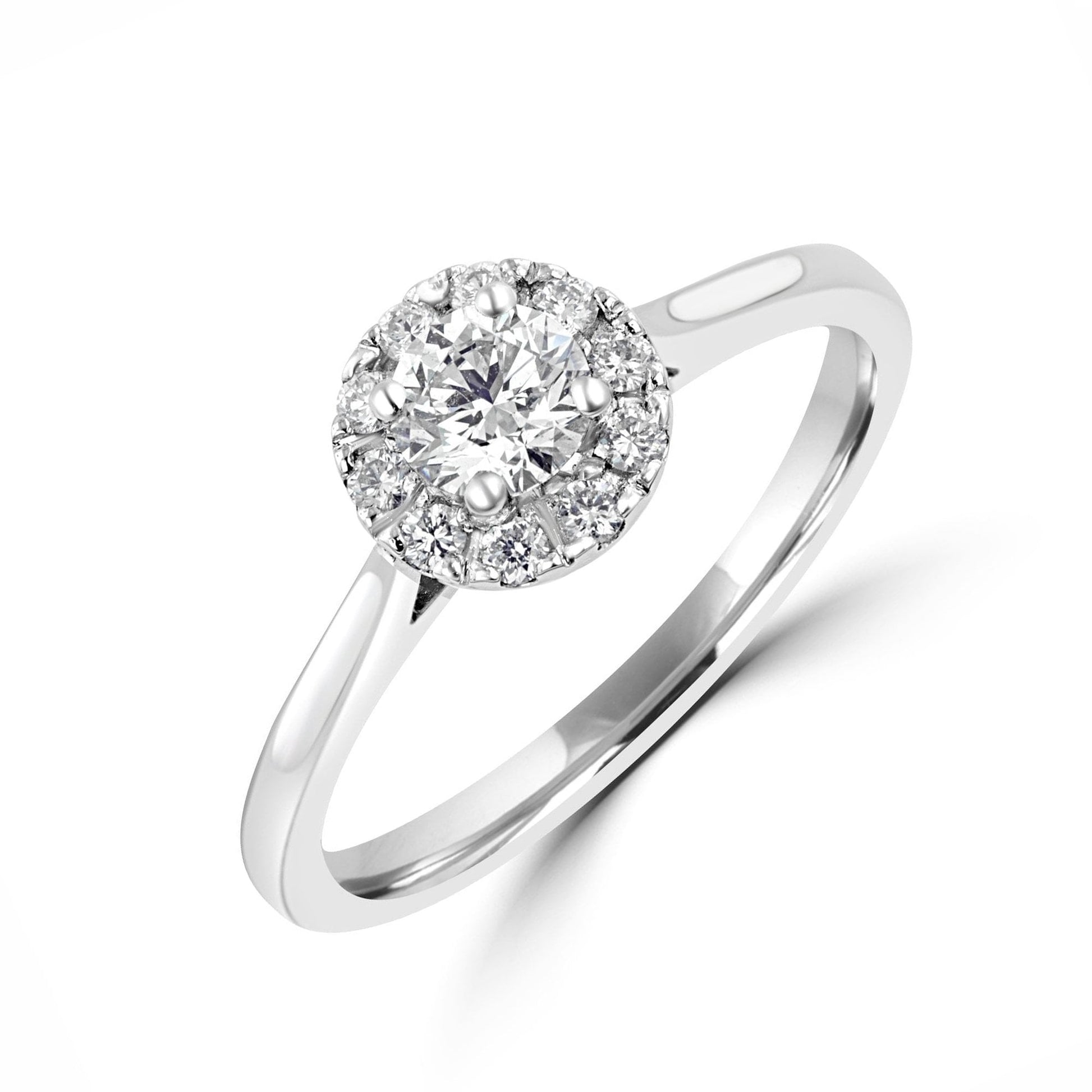 Platinum Round Brilliant Cut Diamond Halo Cluster Ring 0.56ct Diamond Total